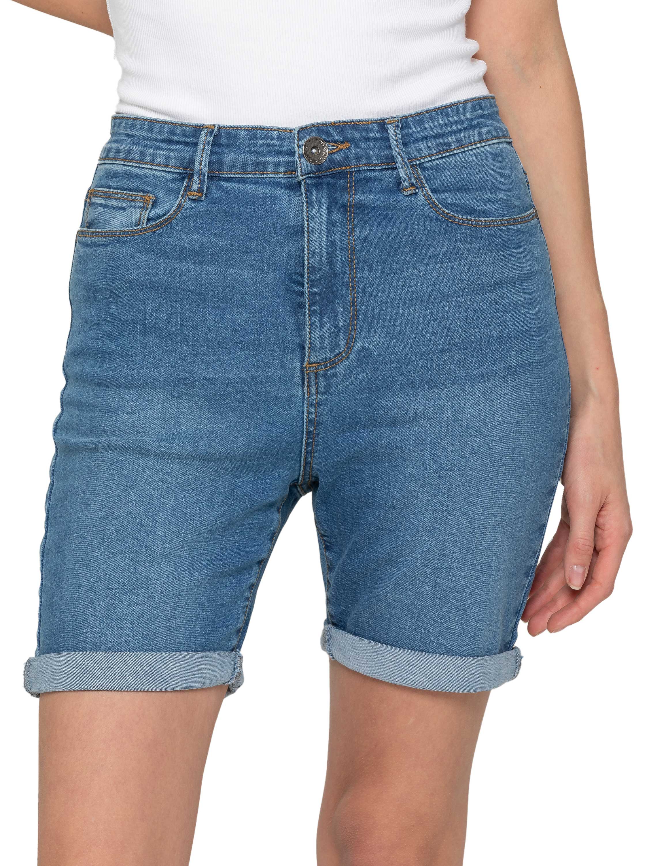 Alexa Stretch Denim Shorts - Light Blue - Image 3