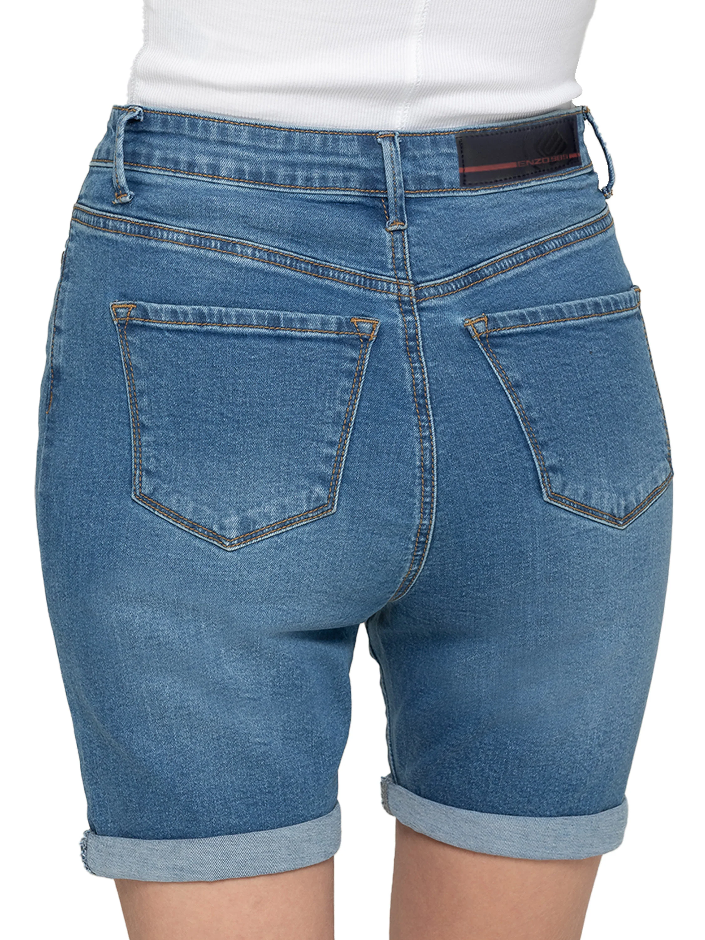 Alexa Stretch Denim Shorts - Light Blue - Image 4