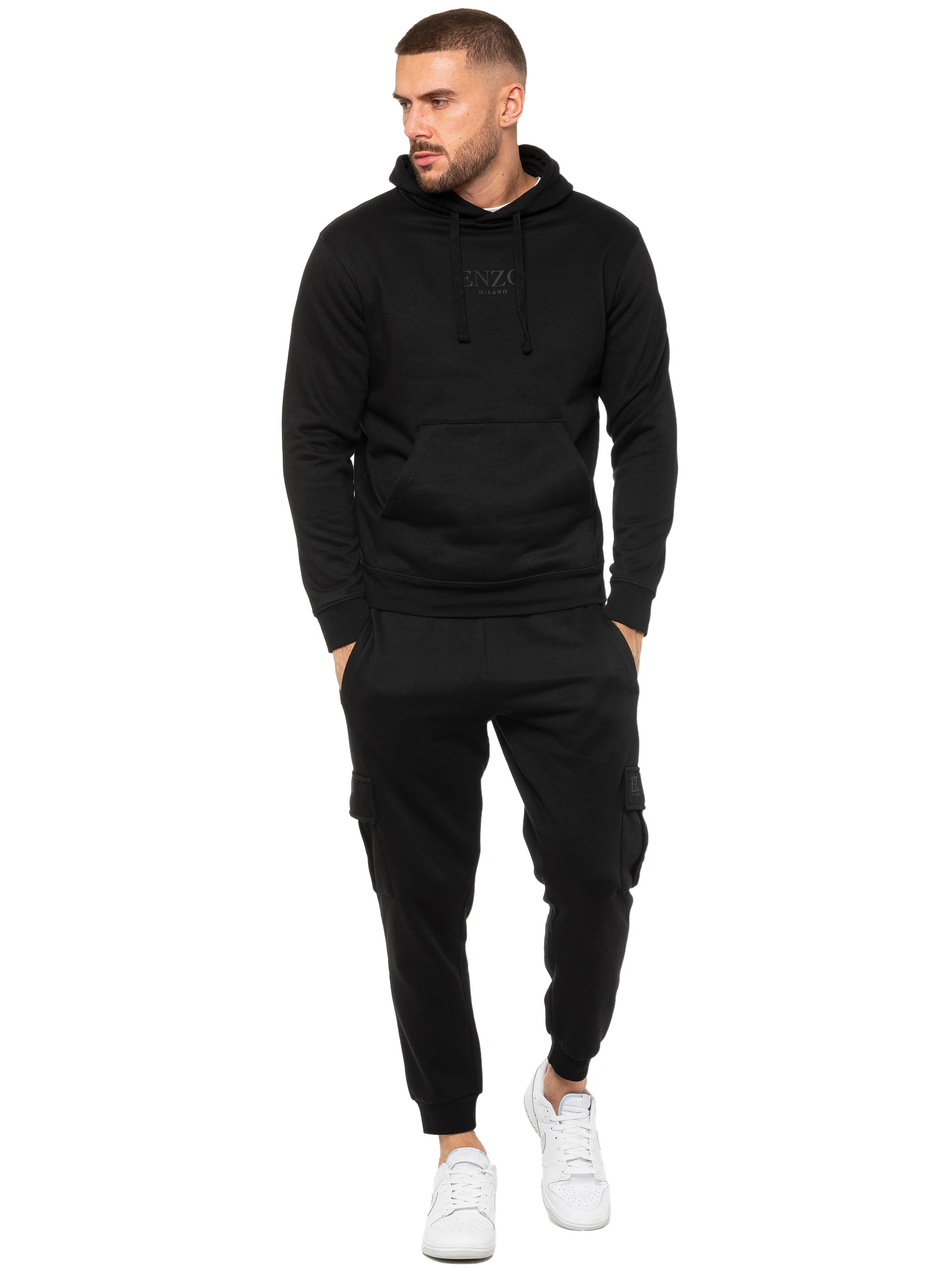 Archer Fleece Cargo Jogger - Black - Image 3