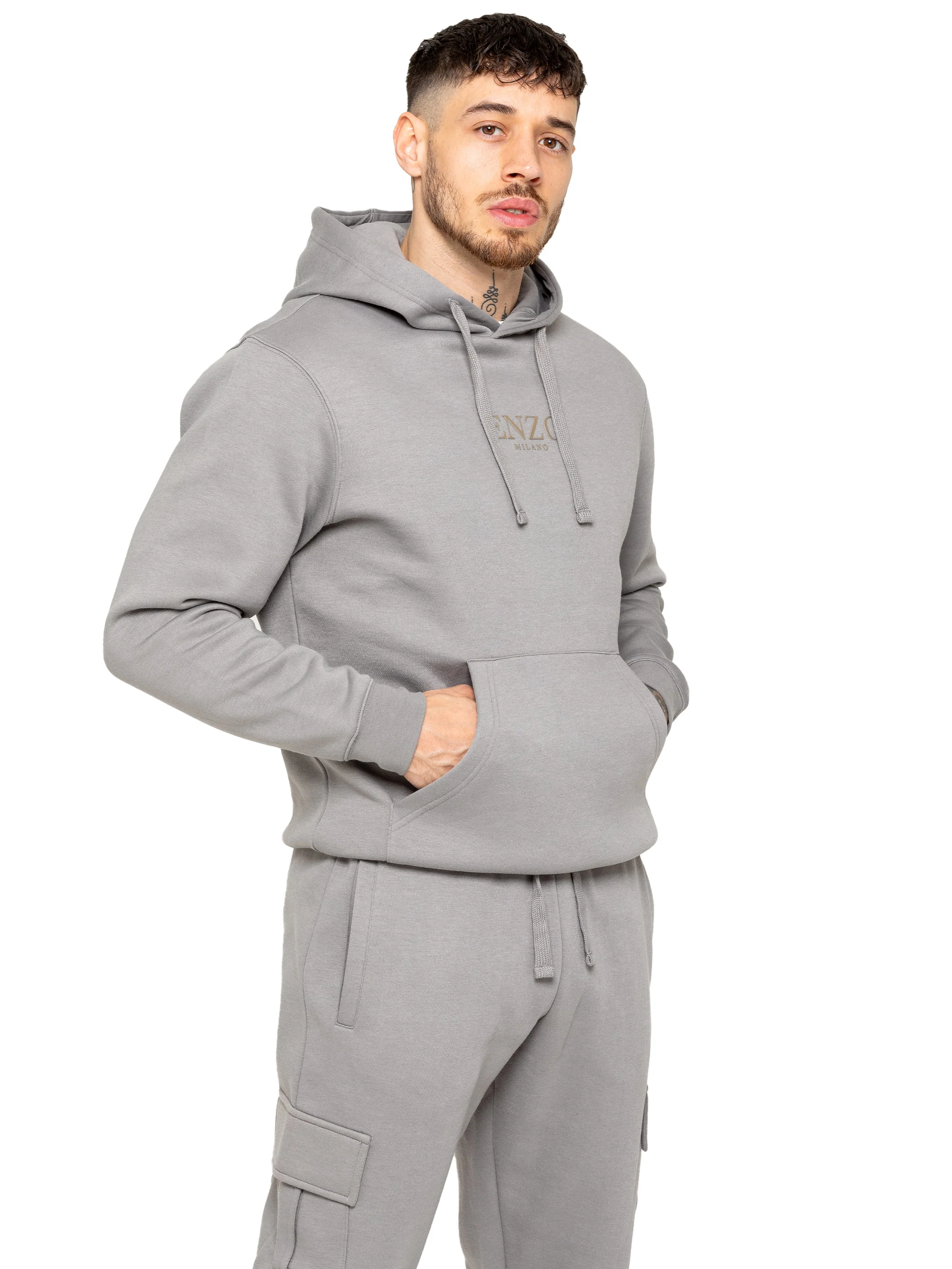 Archer Print Pullover Hoodie - Grey - Image 3