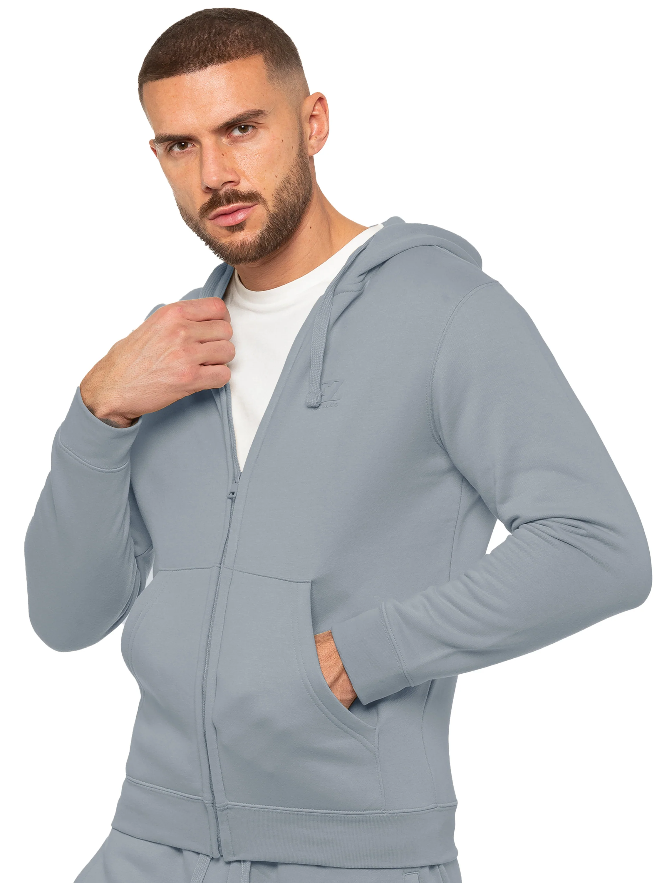 Archer Print Zip Up Hoodie - Coastal Blue - Image 2
