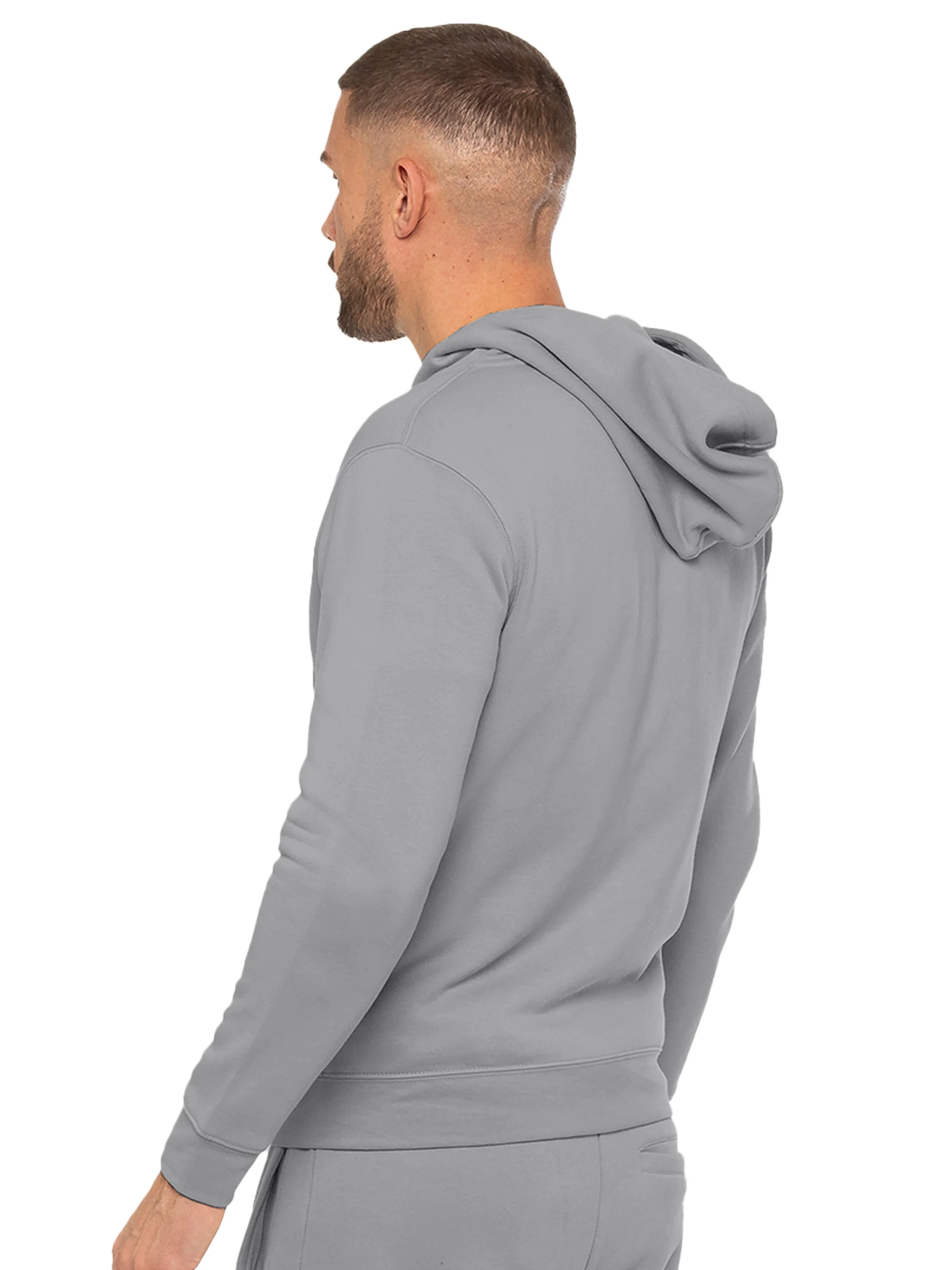 Archer Print Zip Up Hoodie - Grey - Image 3