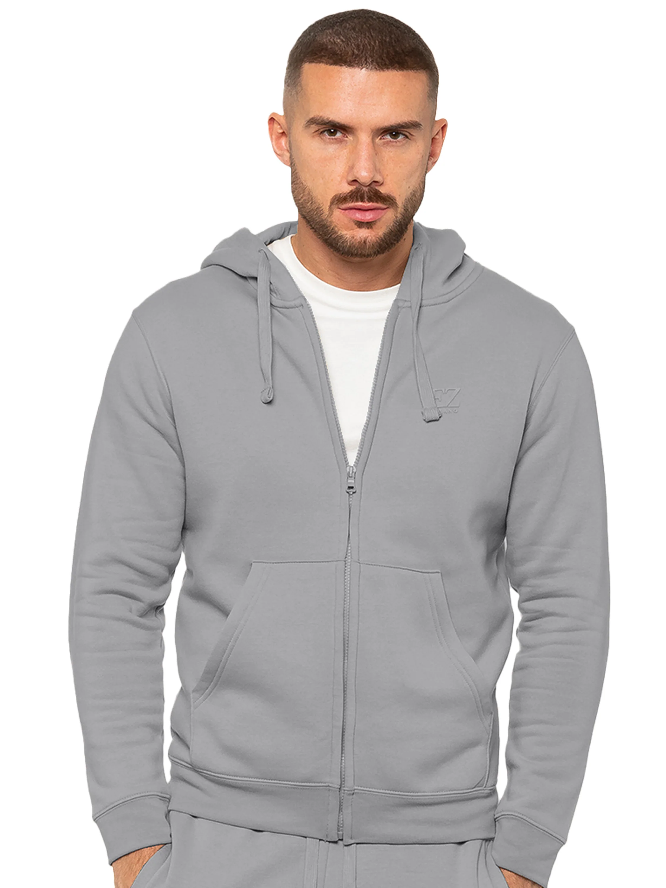 Archer Print Zip Up Hoodie - Grey - Image 4