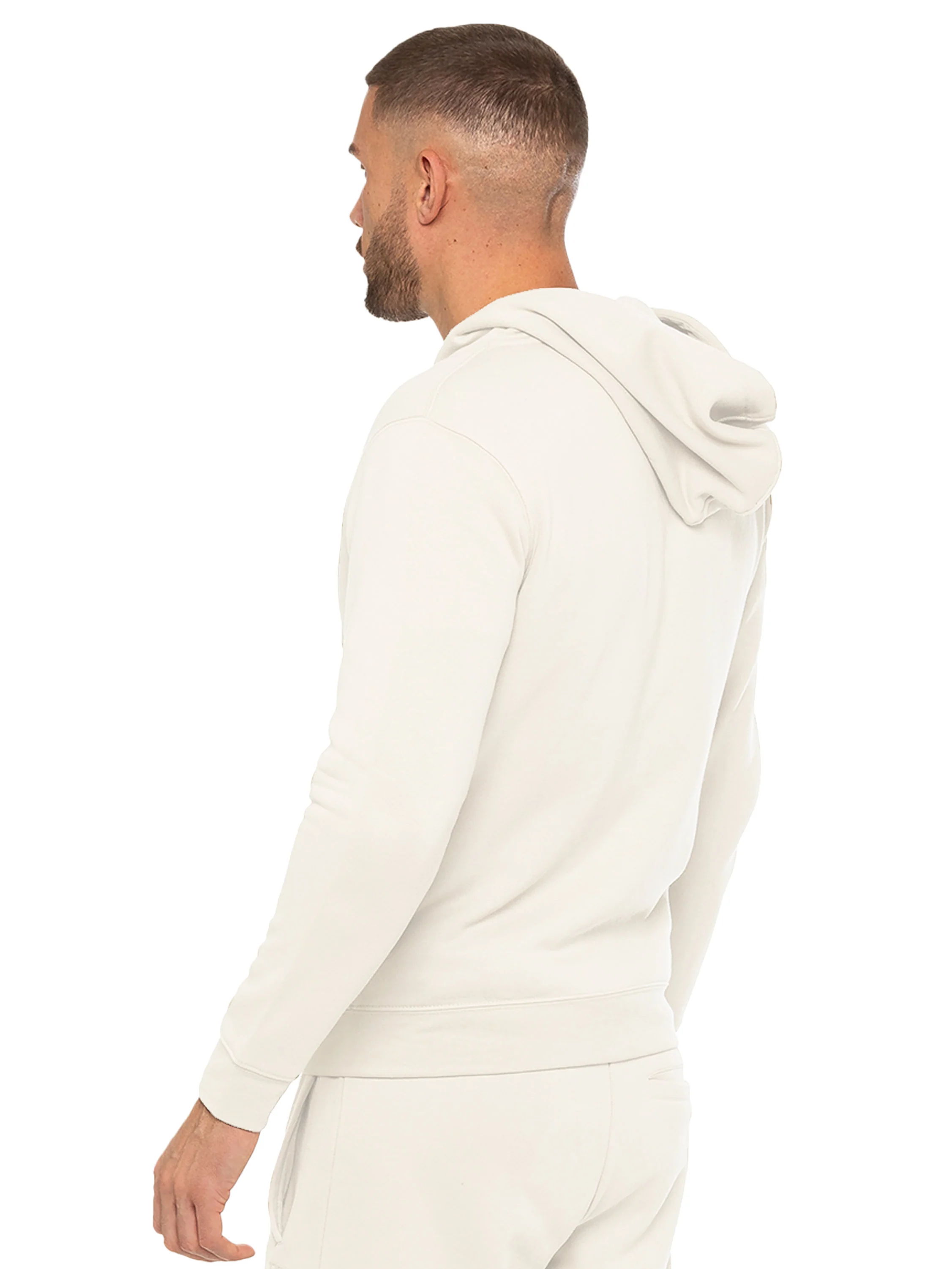 Archer Print Zip Up Hoodie - Off White - Image 4