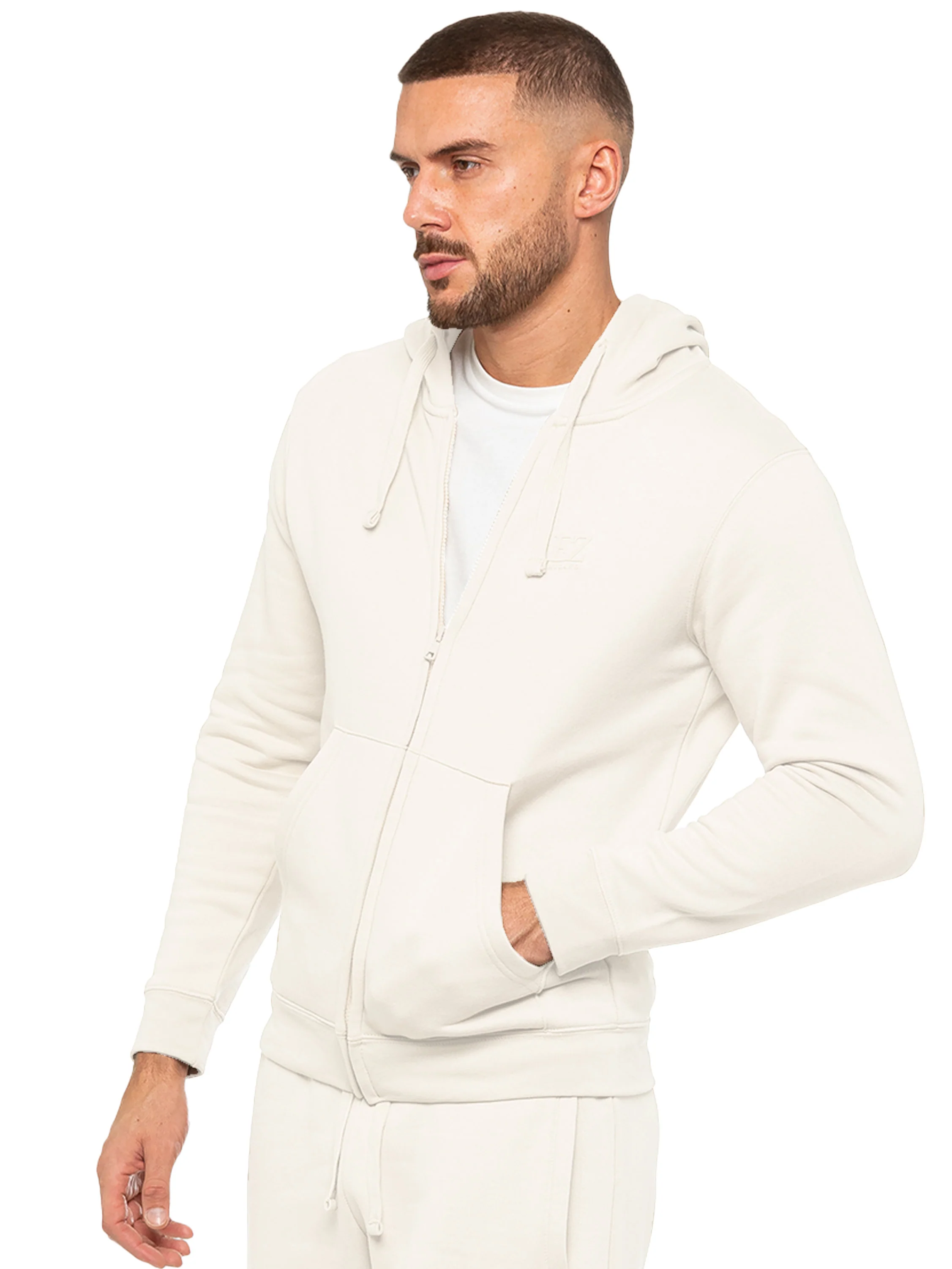 Archer Print Zip Up Hoodie - Off White - Image 5