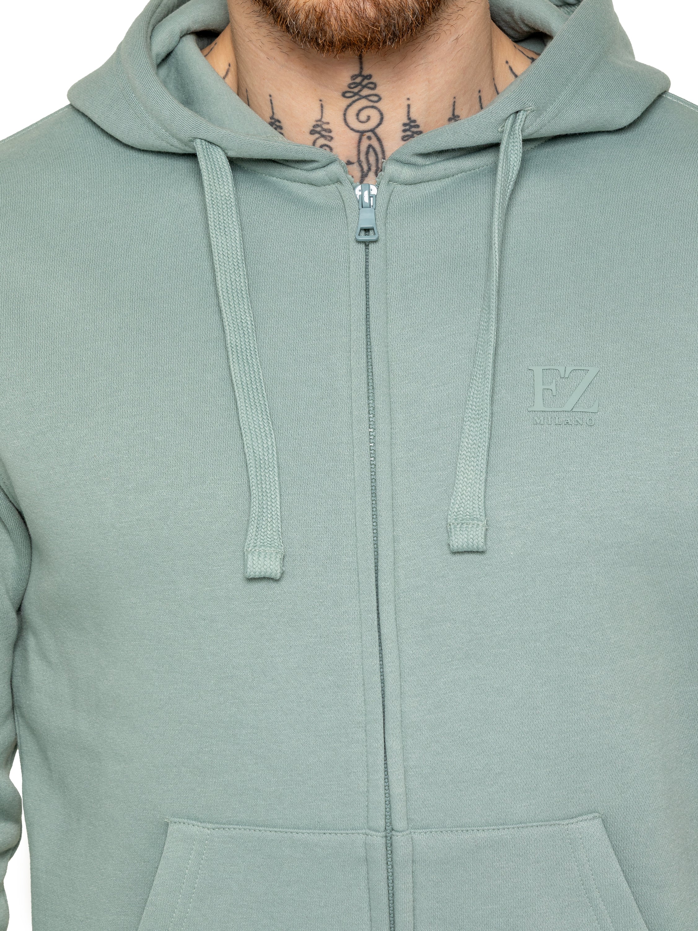 Archer Print Zip Up Hoodie - Sage - Image 3