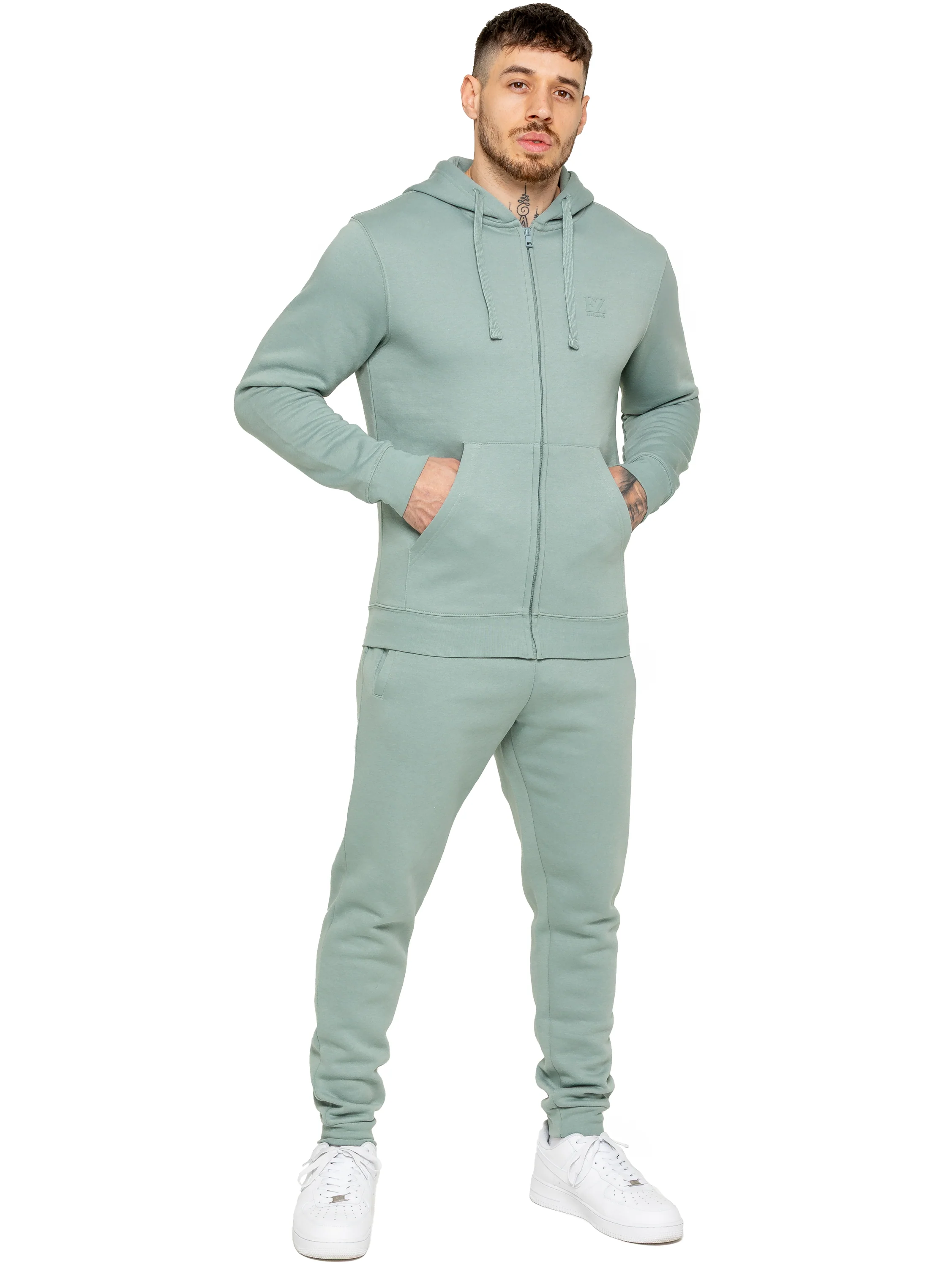 Archer Print Zip Up Hoodie - Sage - Image 4