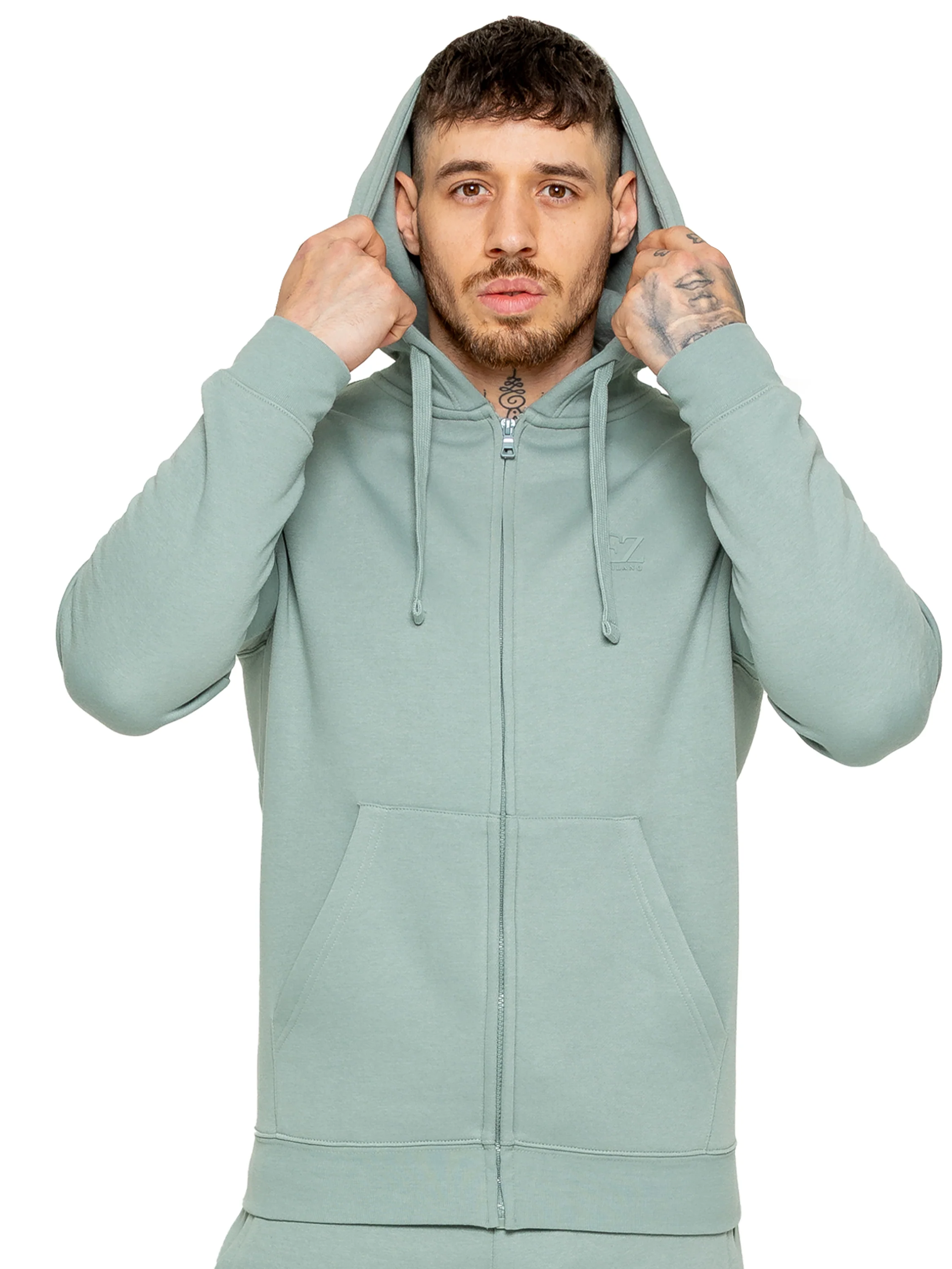 Archer Print Zip Up Hoodie - Sage - Image 5