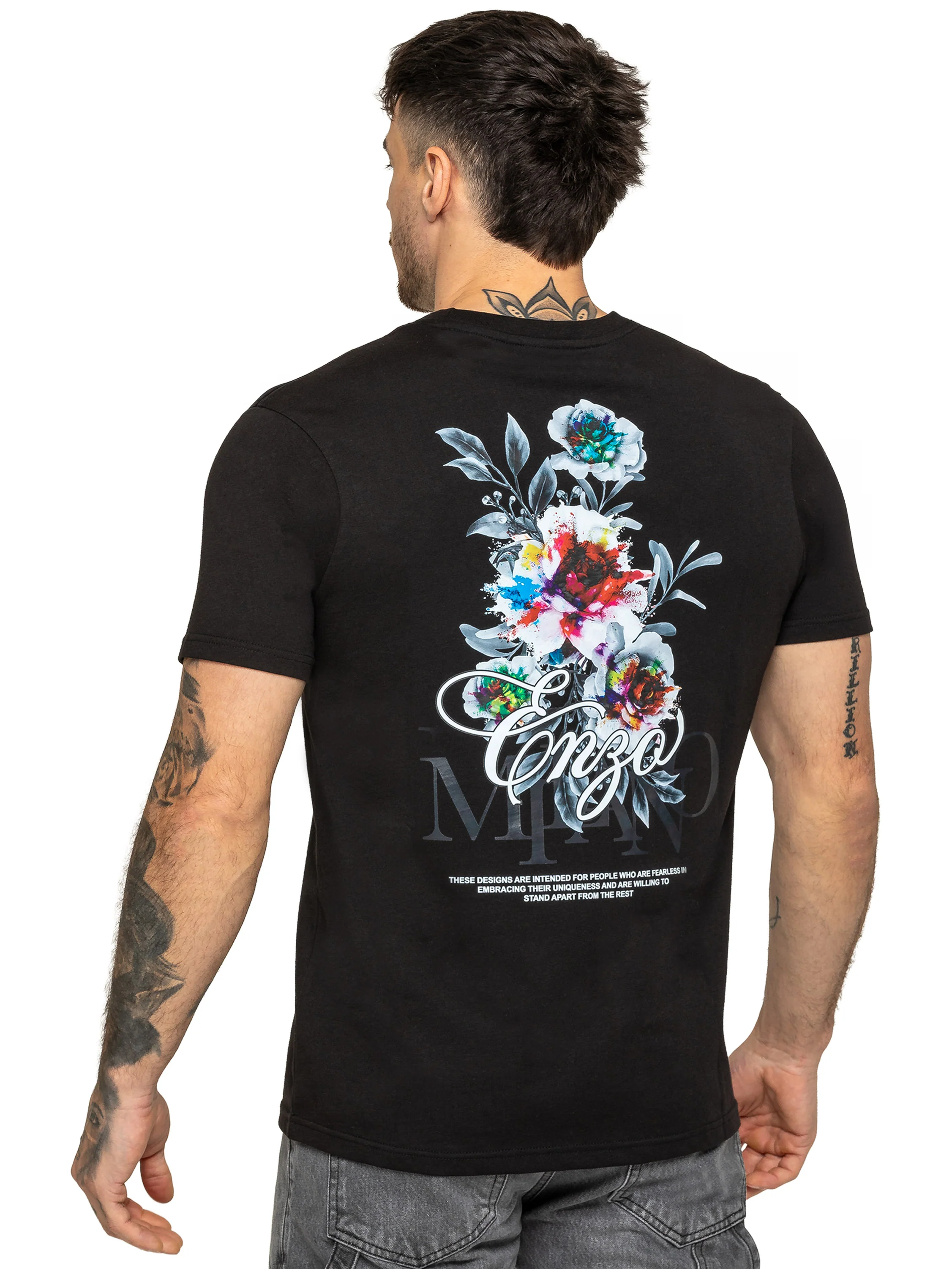 Arrigo Graphic Floral T-Shirt - Black - Image 2
