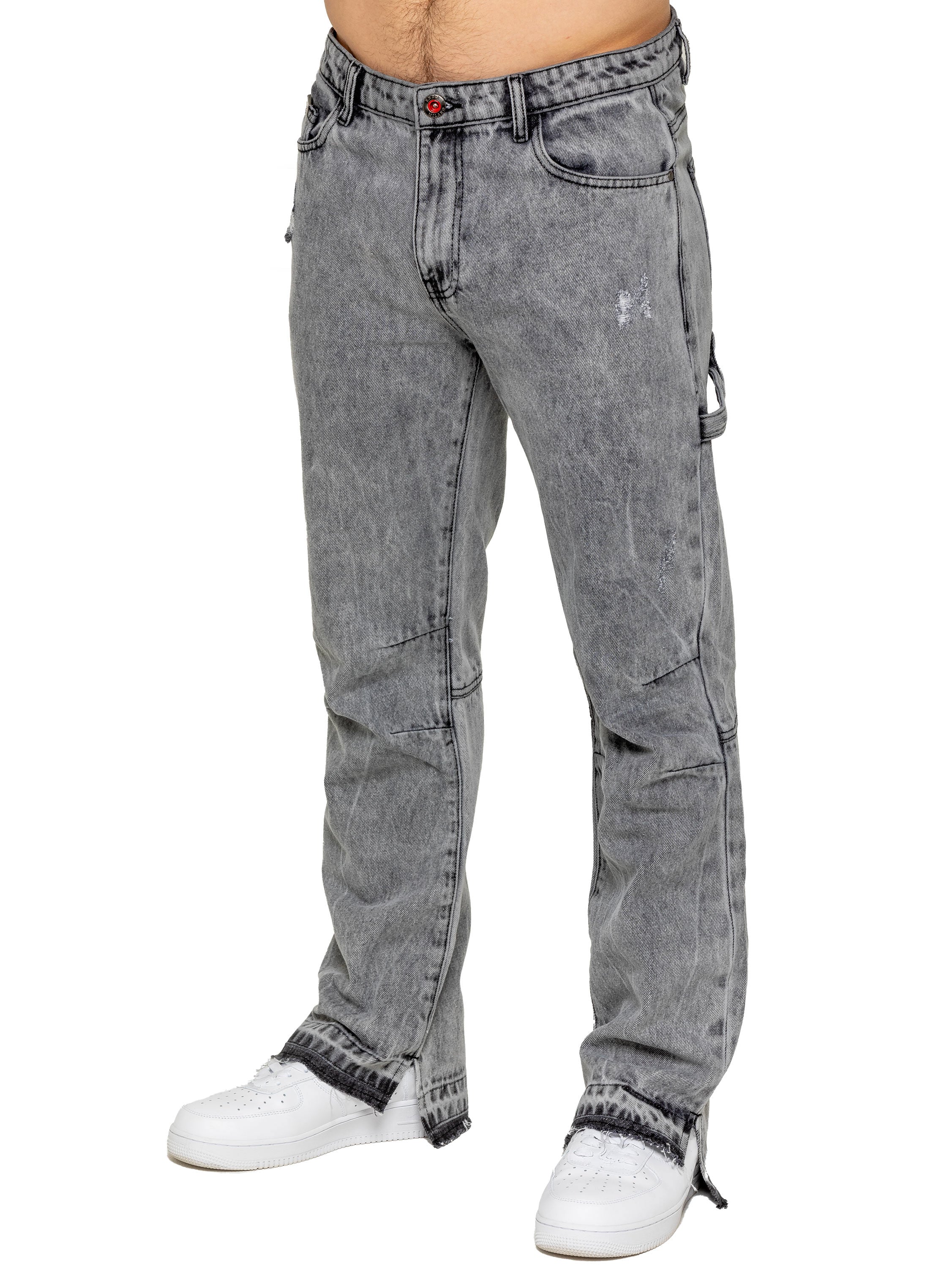 Bartolo Stepped Hem Denim Jeans - Grey