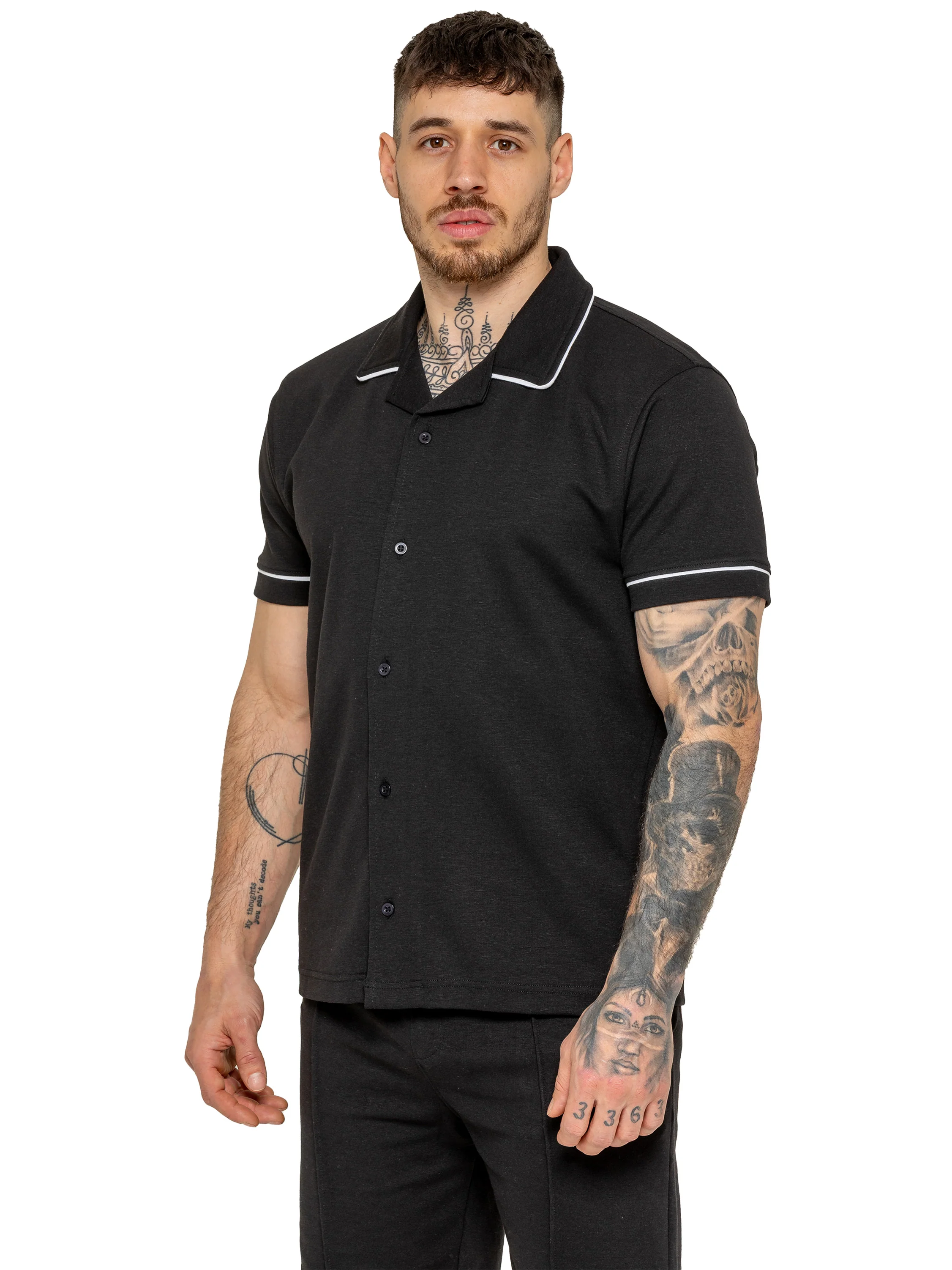 Berrettini Piping Shirt and Shorts Set - Black - Image 3