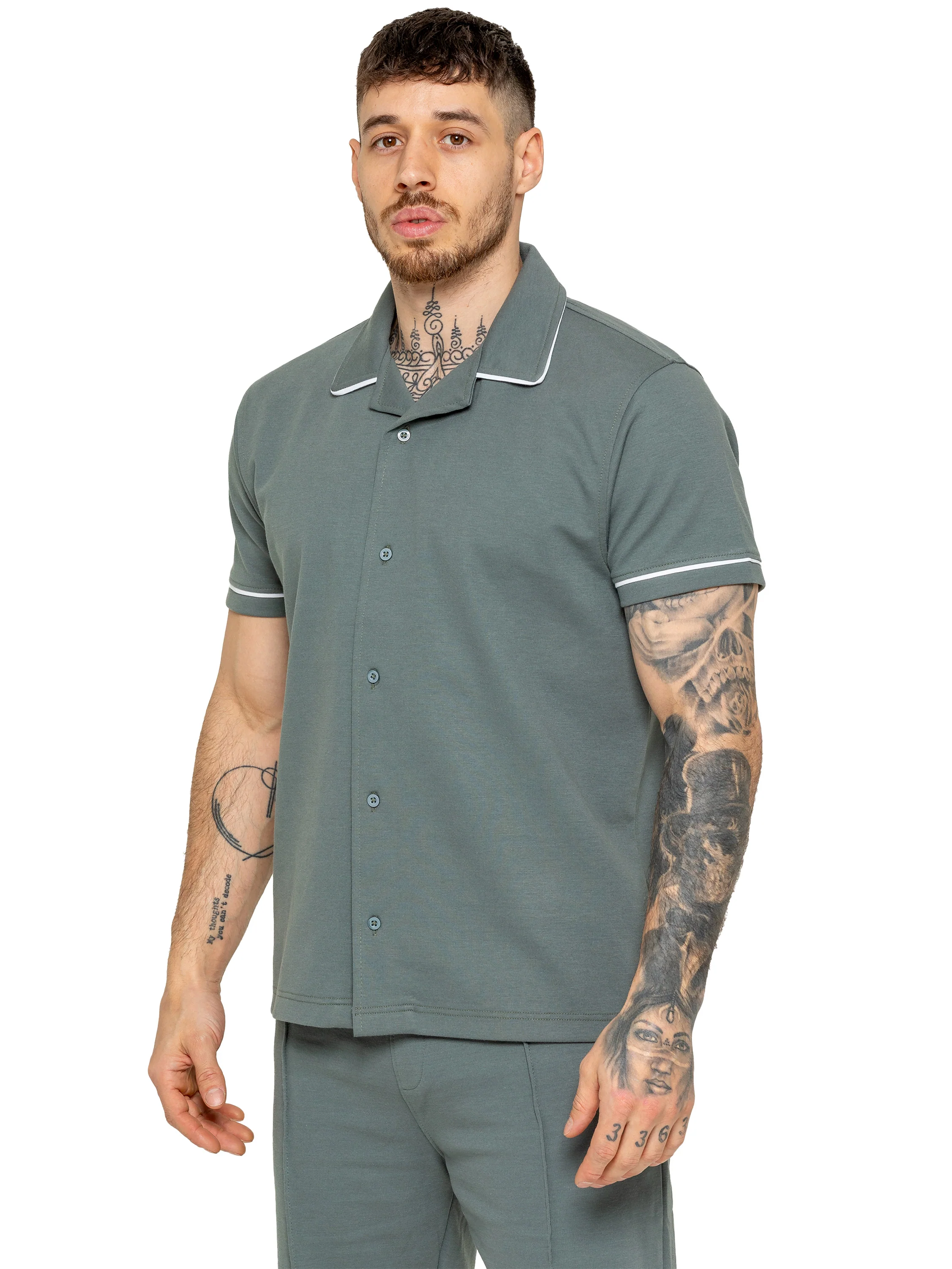 Berrettini Piping Shirt - Emerald Green