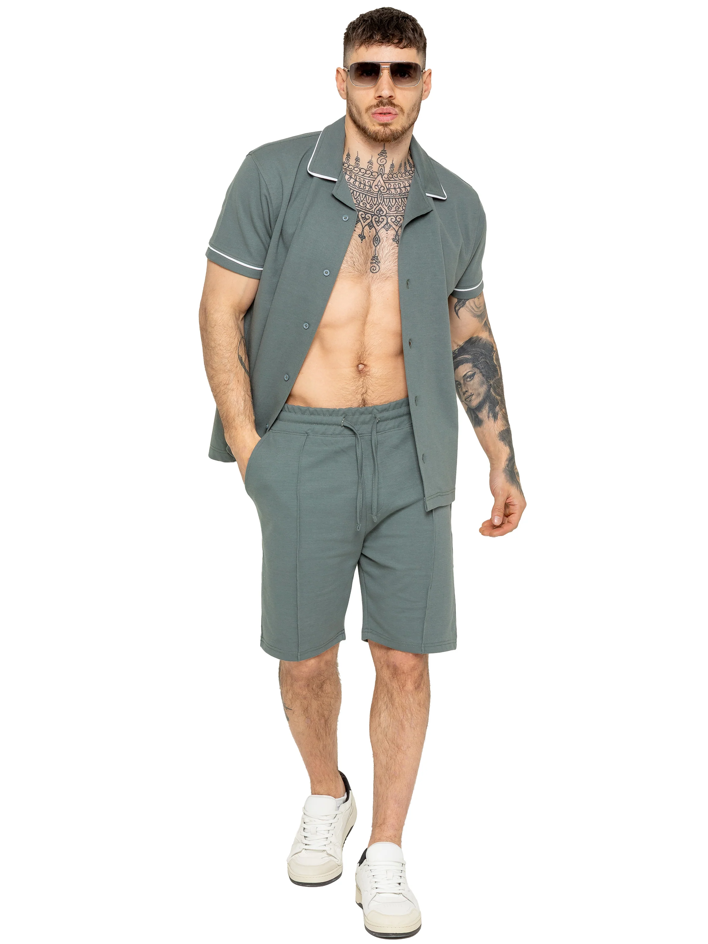 Berrettini Piping Shirt - Emerald Green - Image 2