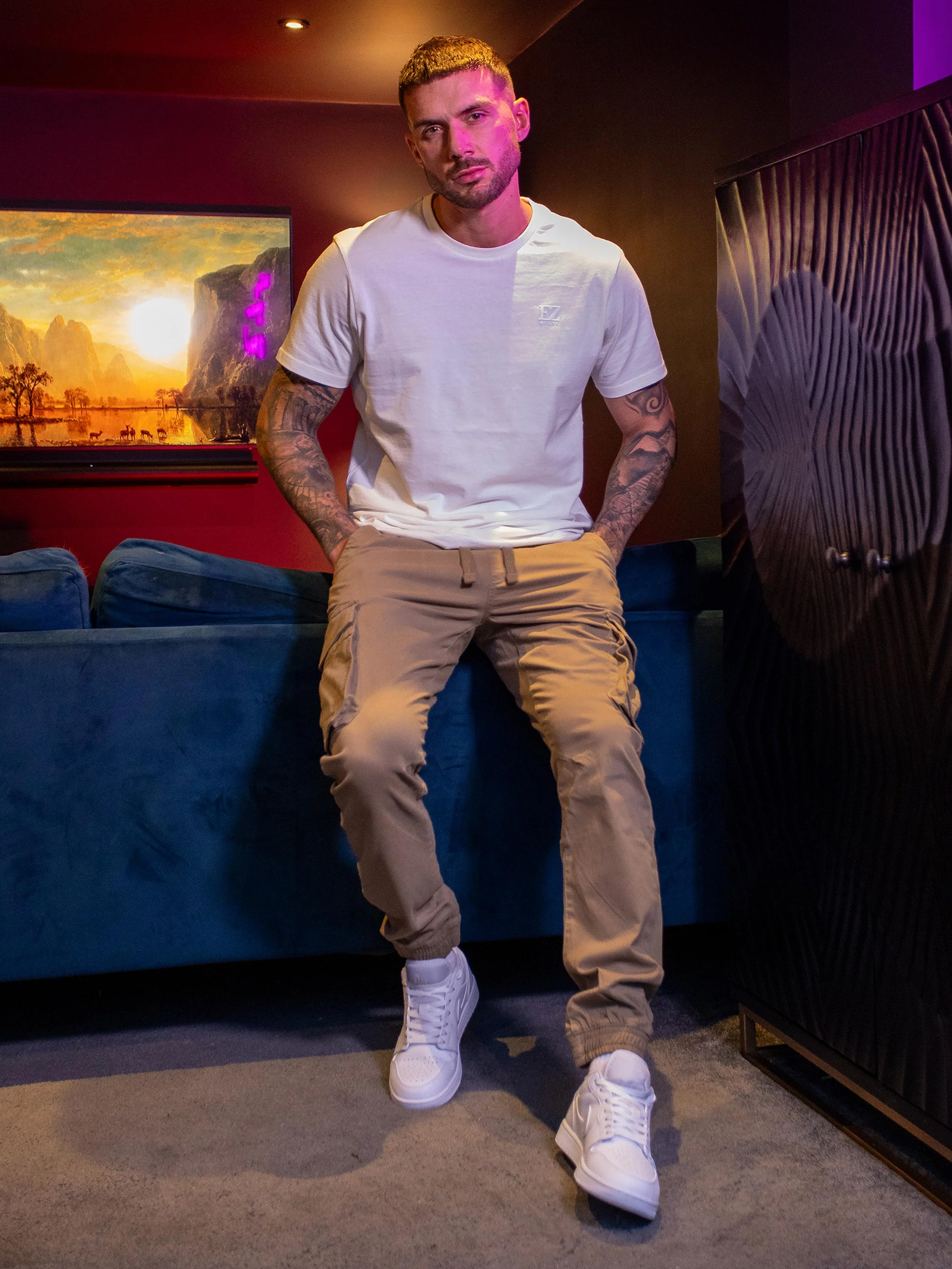 Brayden Cuffed Cargo Pants - Beige - Image 2