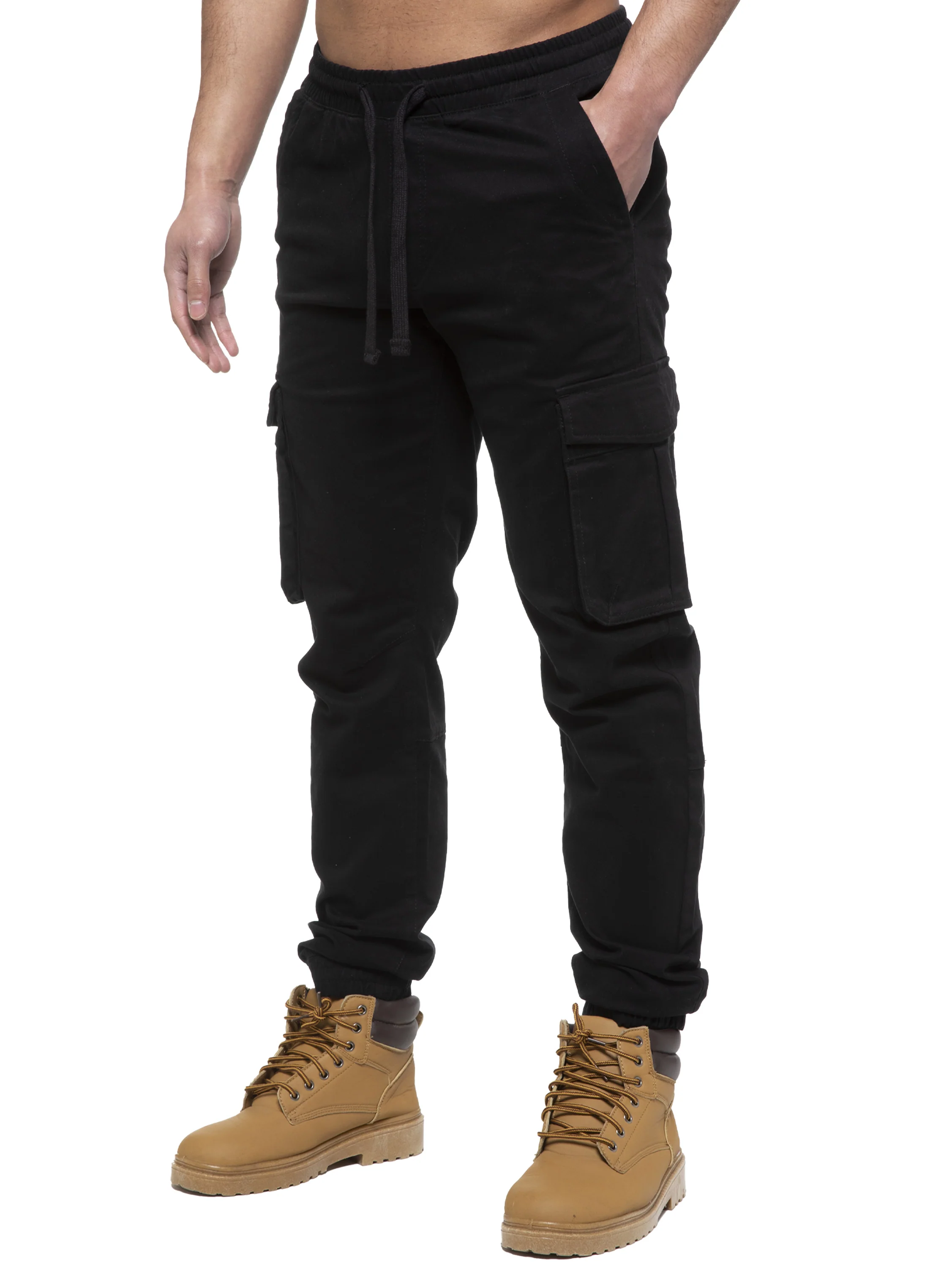 Brayden Cuffed Cargo Pants - Black