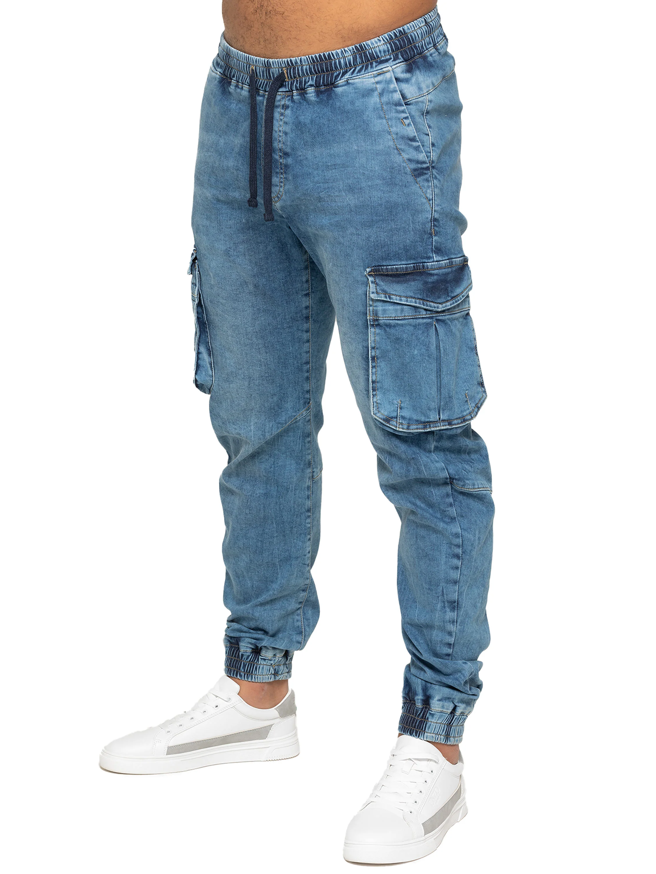 Brayden Cuffed Cargo Pants - Blue