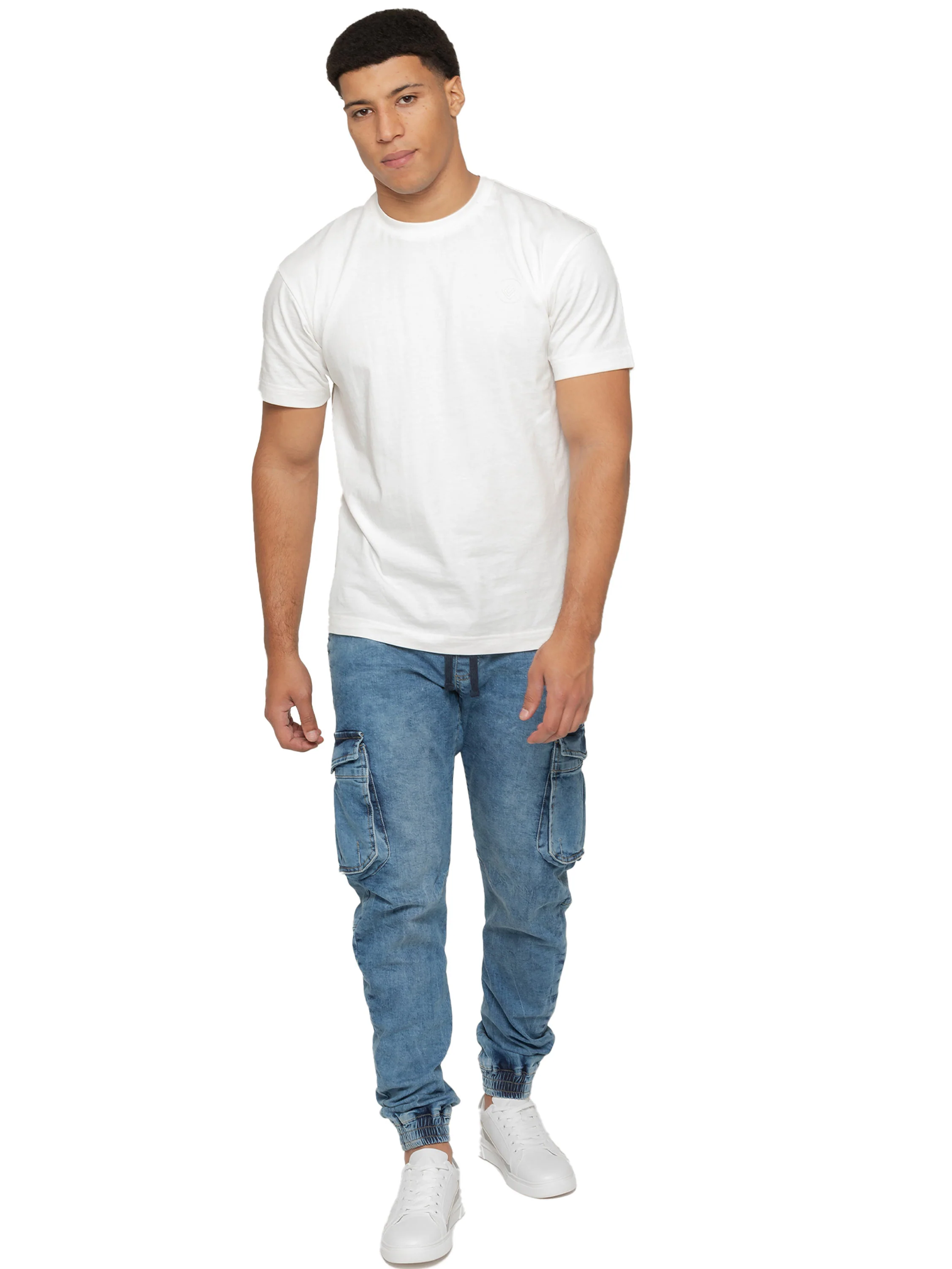 Brayden Cuffed Cargo Pants - Blue - Image 3
