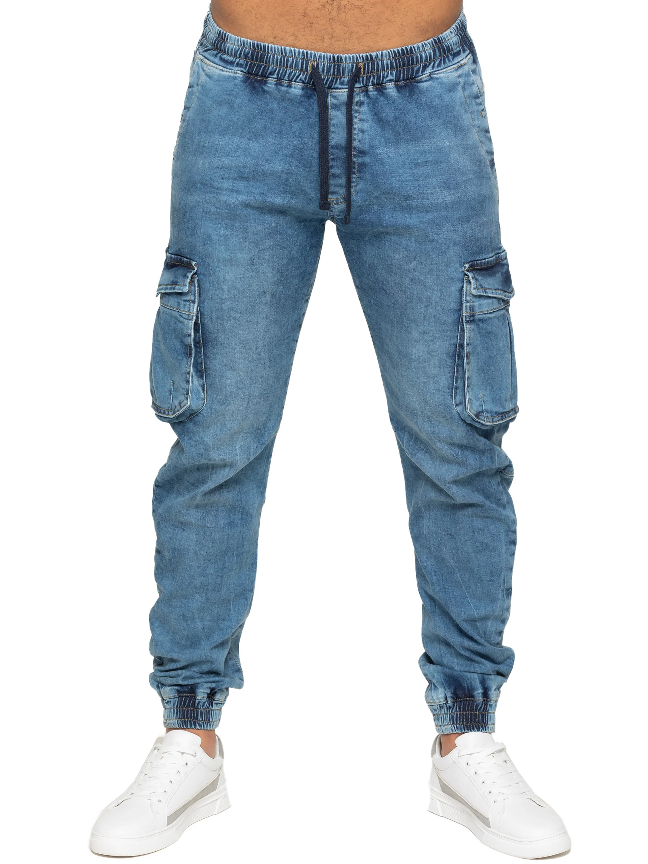 Brayden Cuffed Cargo Pants - Blue - Image 4