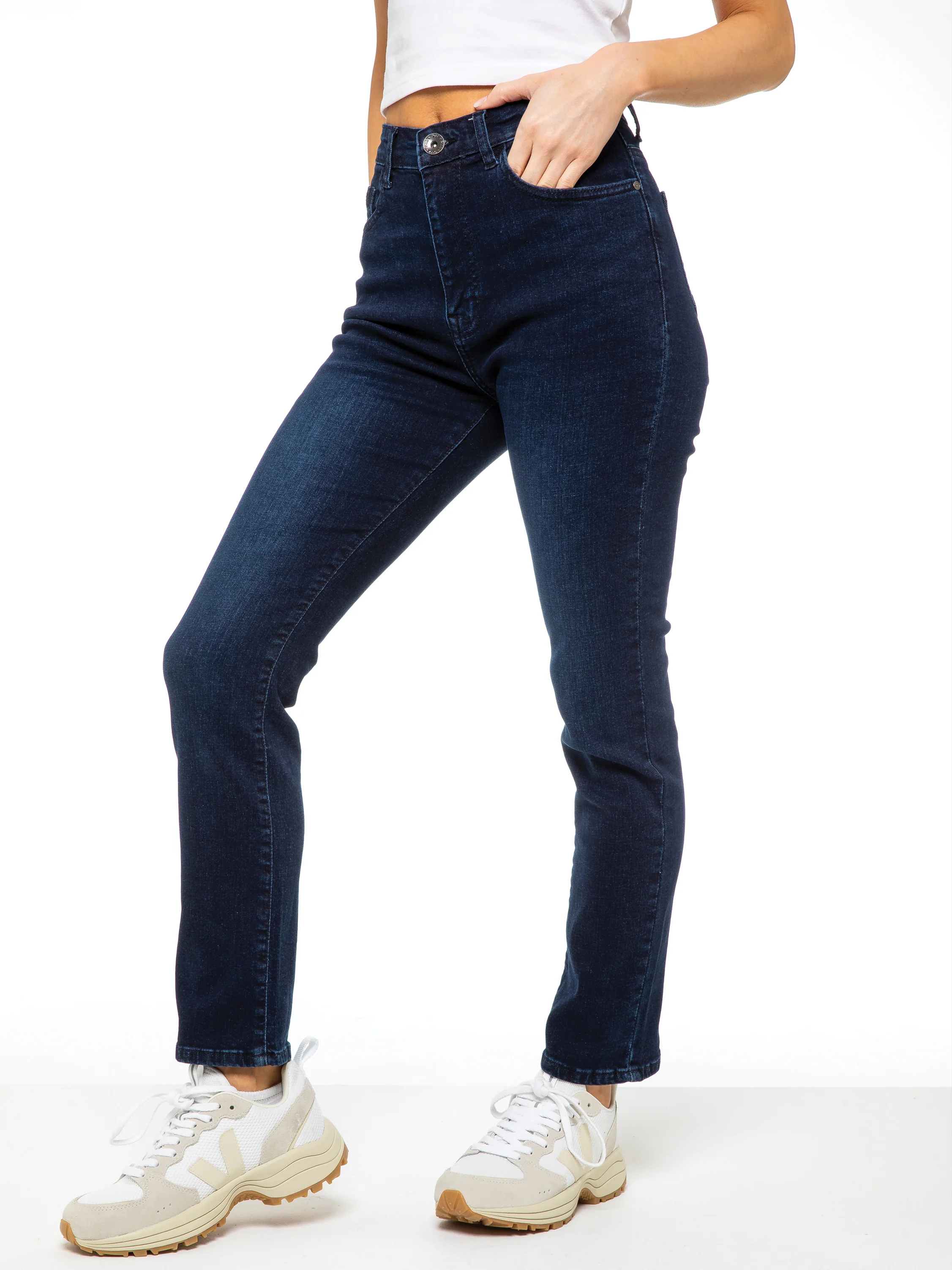 Callie 90s High Rise Slim Straight Jeans - Dark Blue - Image 2