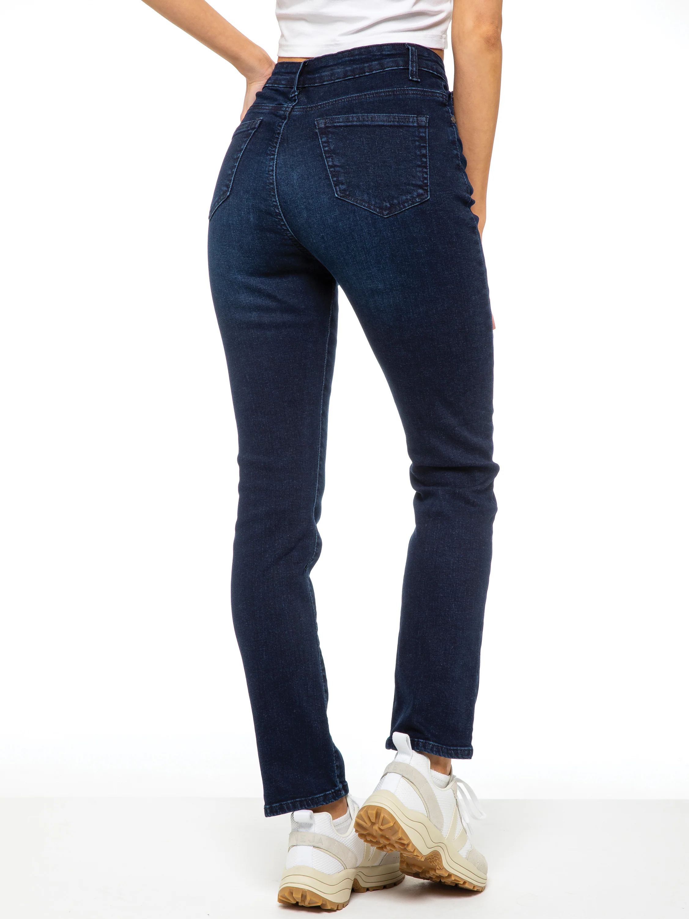 Callie 90s High Rise Slim Straight Jeans - Dark Blue - Image 3