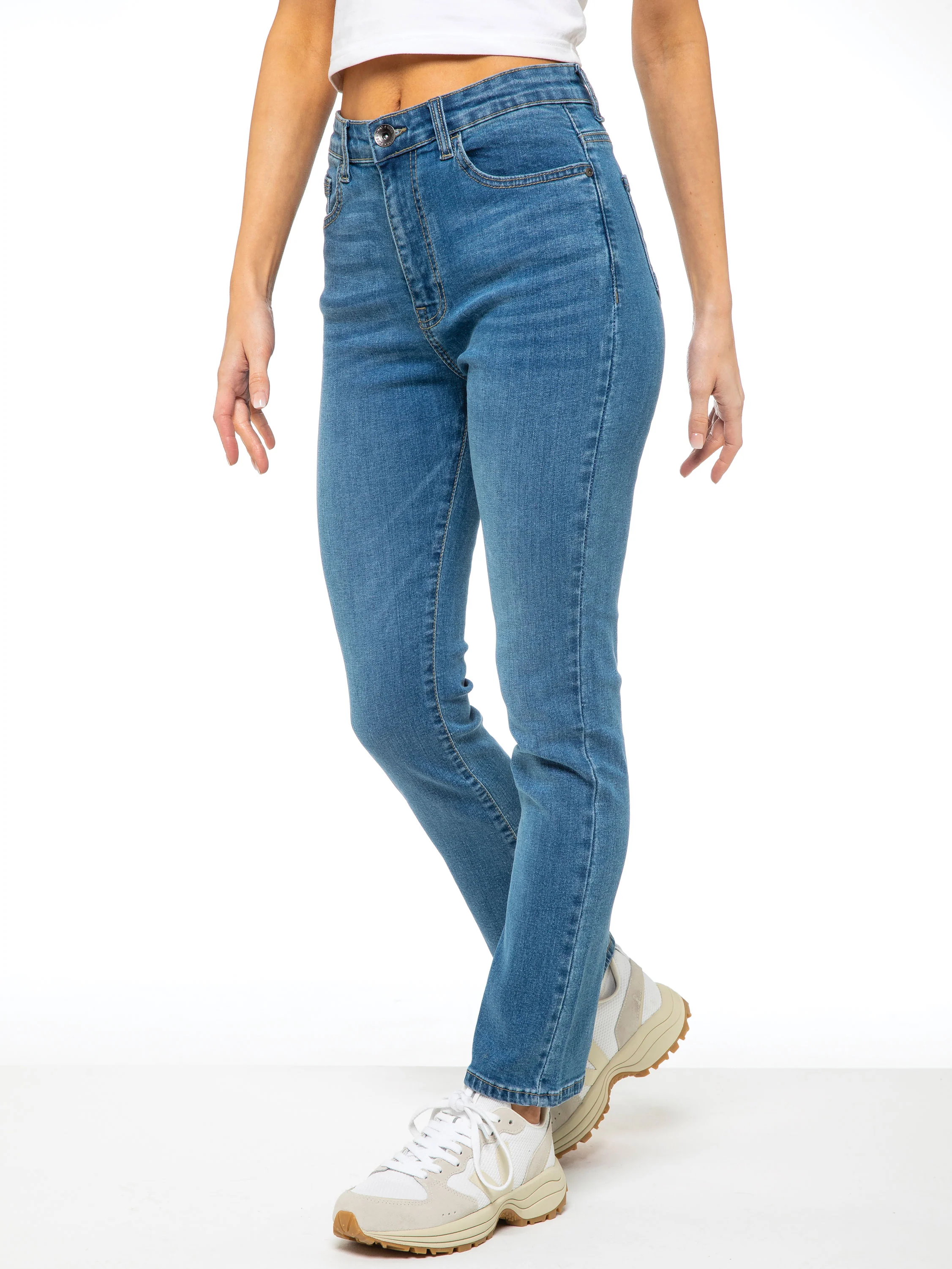 Callie 90s High Rise Slim Straight Jeans - Light Blue - Image 3