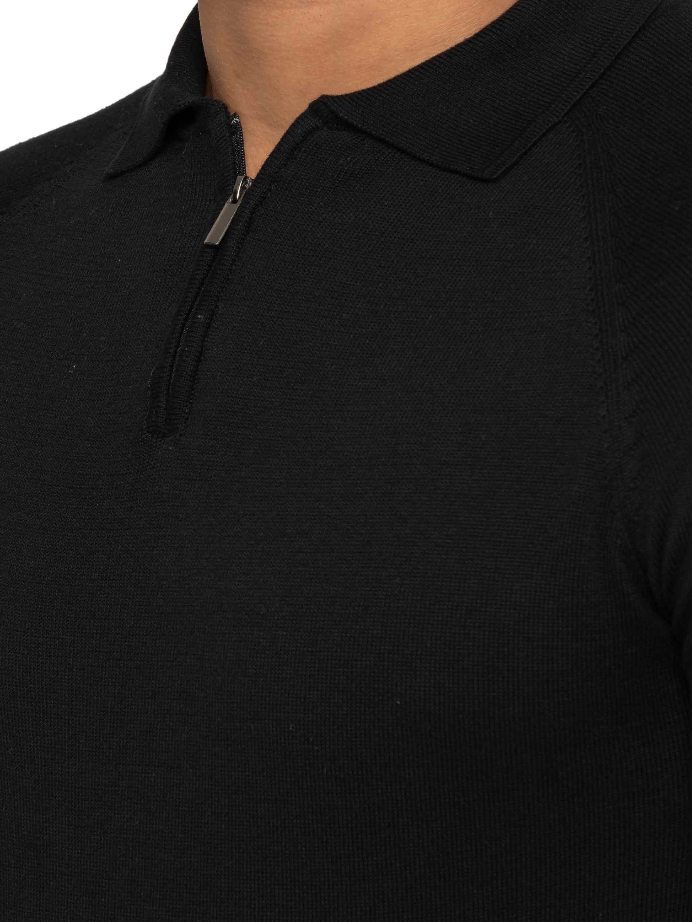 Collar Neck Half Zip Knitted Jumper - Black - Image 2