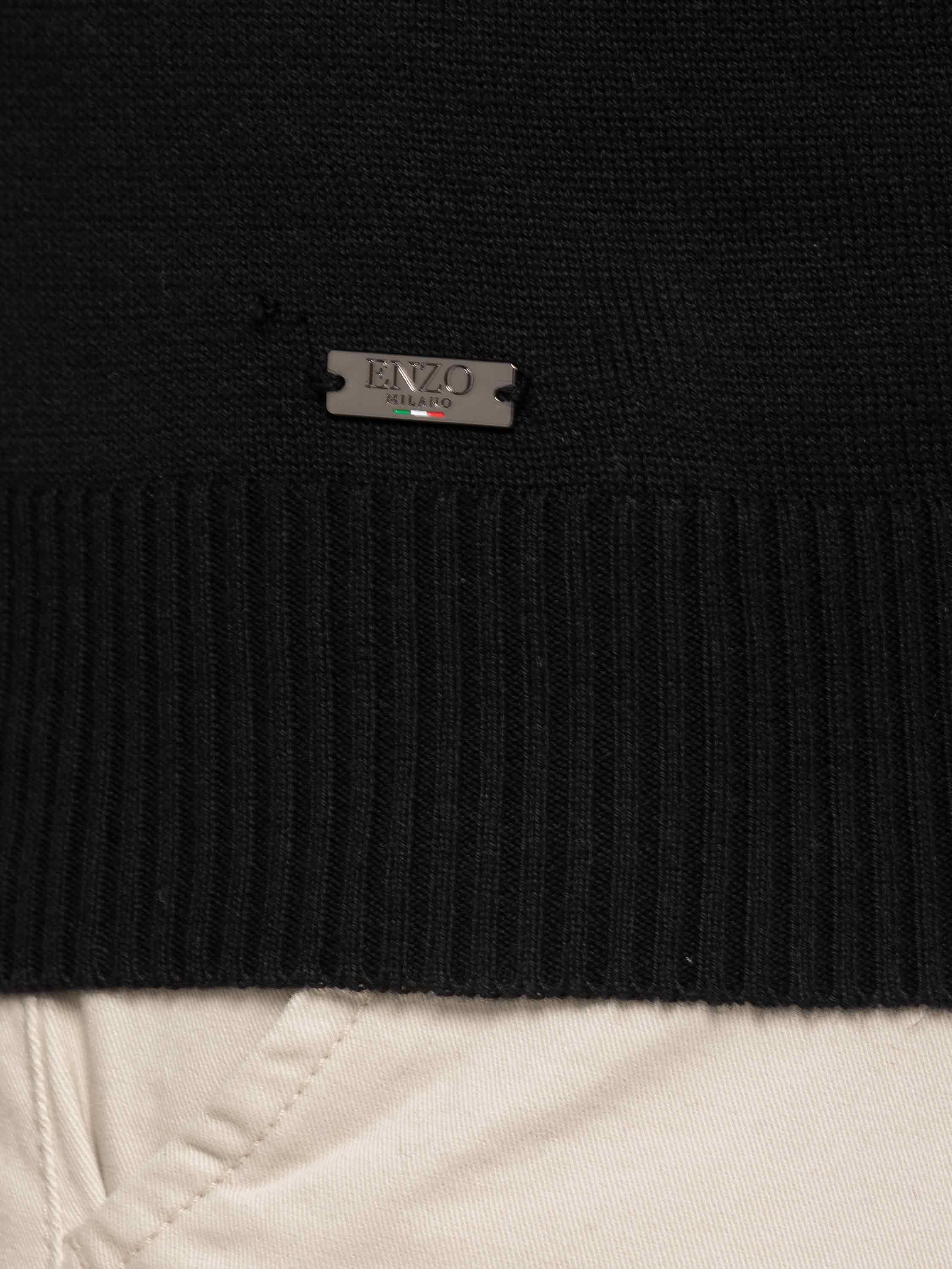 Collar Neck Half Zip Knitted Jumper - Black - Image 5