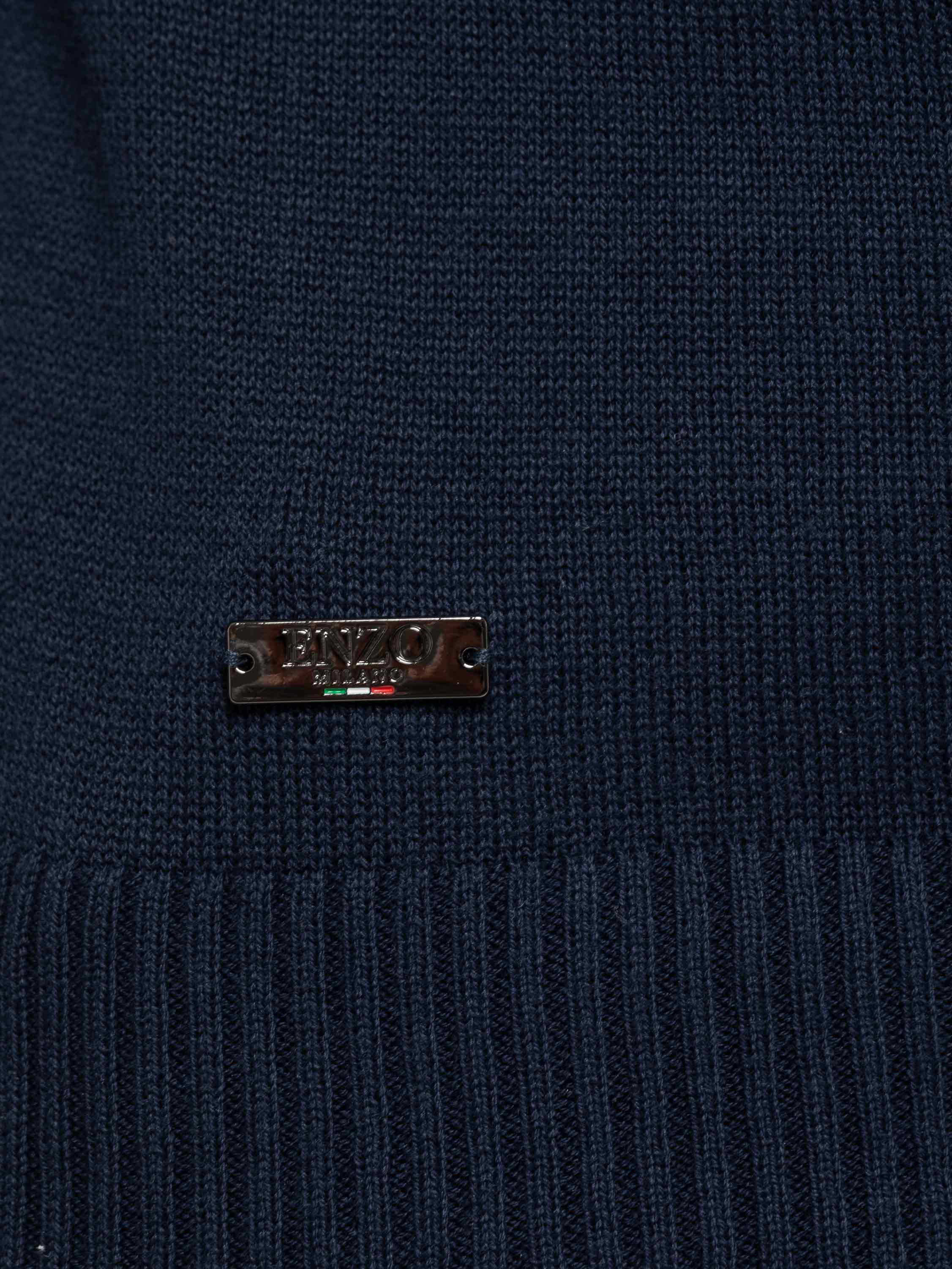 Collar Neck Half Zip Knitted Jumper - Navy - Image 6