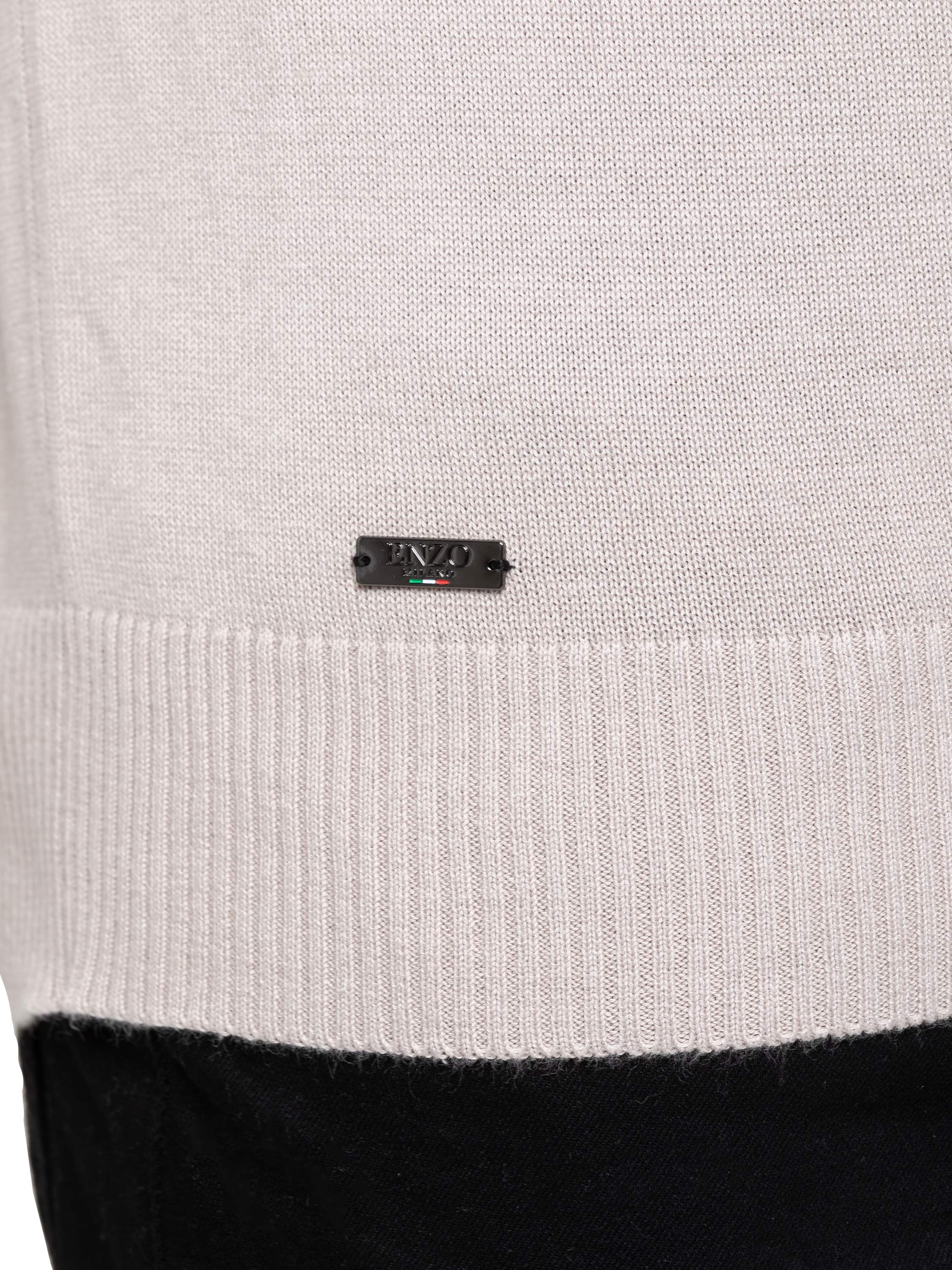 Collar Neck Half Zip Knitted Jumper - Stone - Image 5