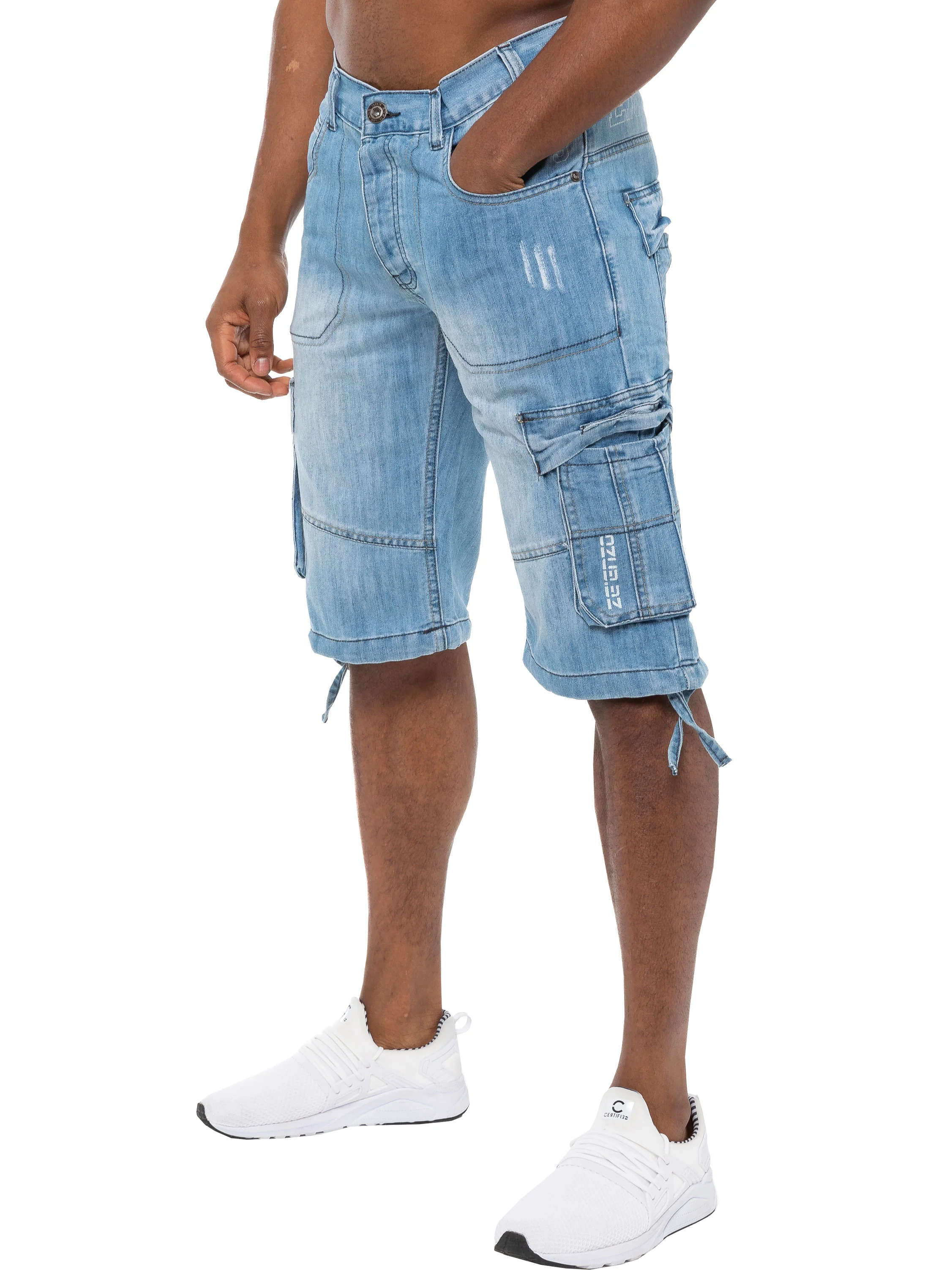 Conrad Denim Cargo Shorts - Light Blue