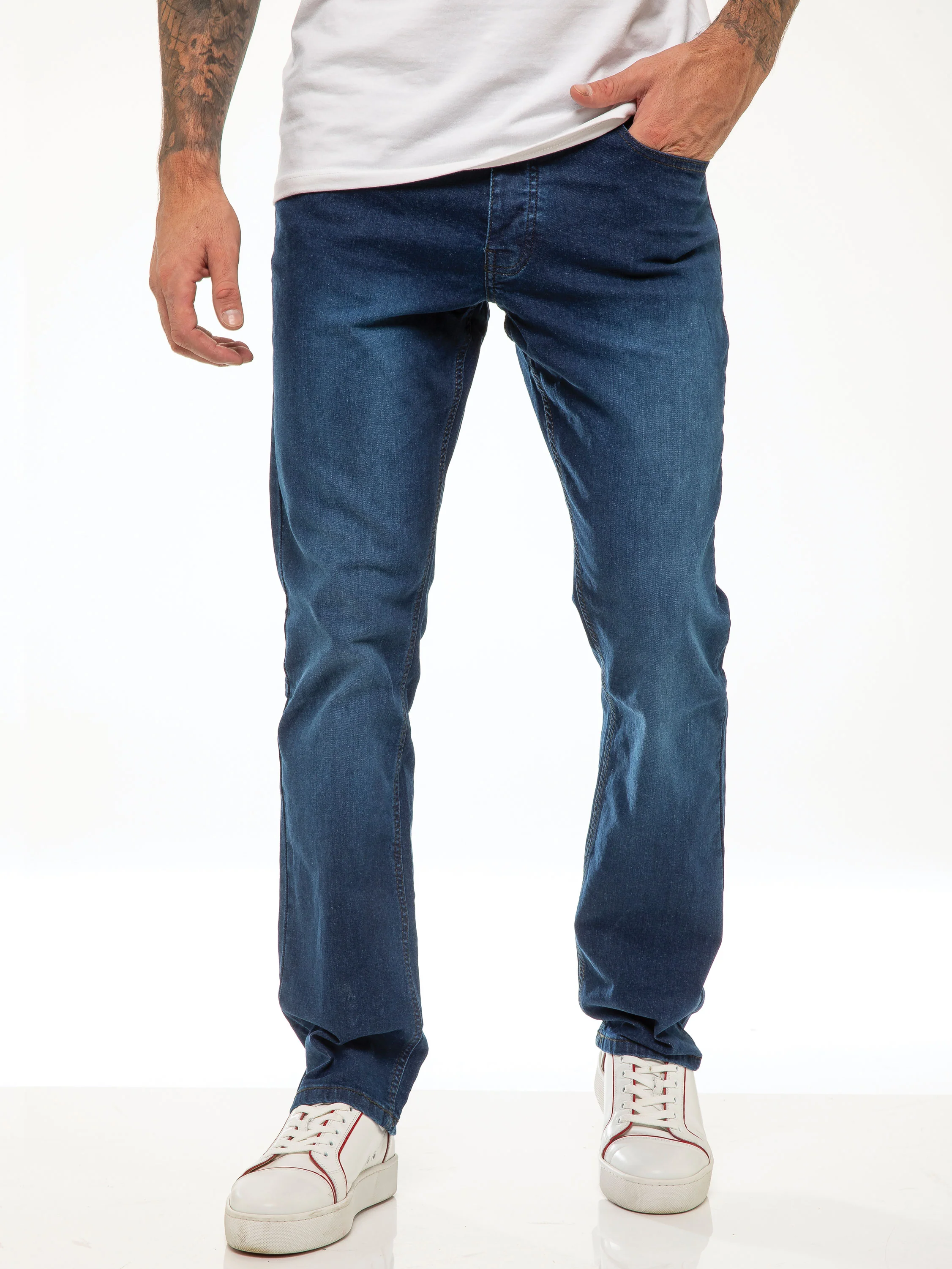 Davido Relaxed Stretch Jeans - Mid Blue - Image 3