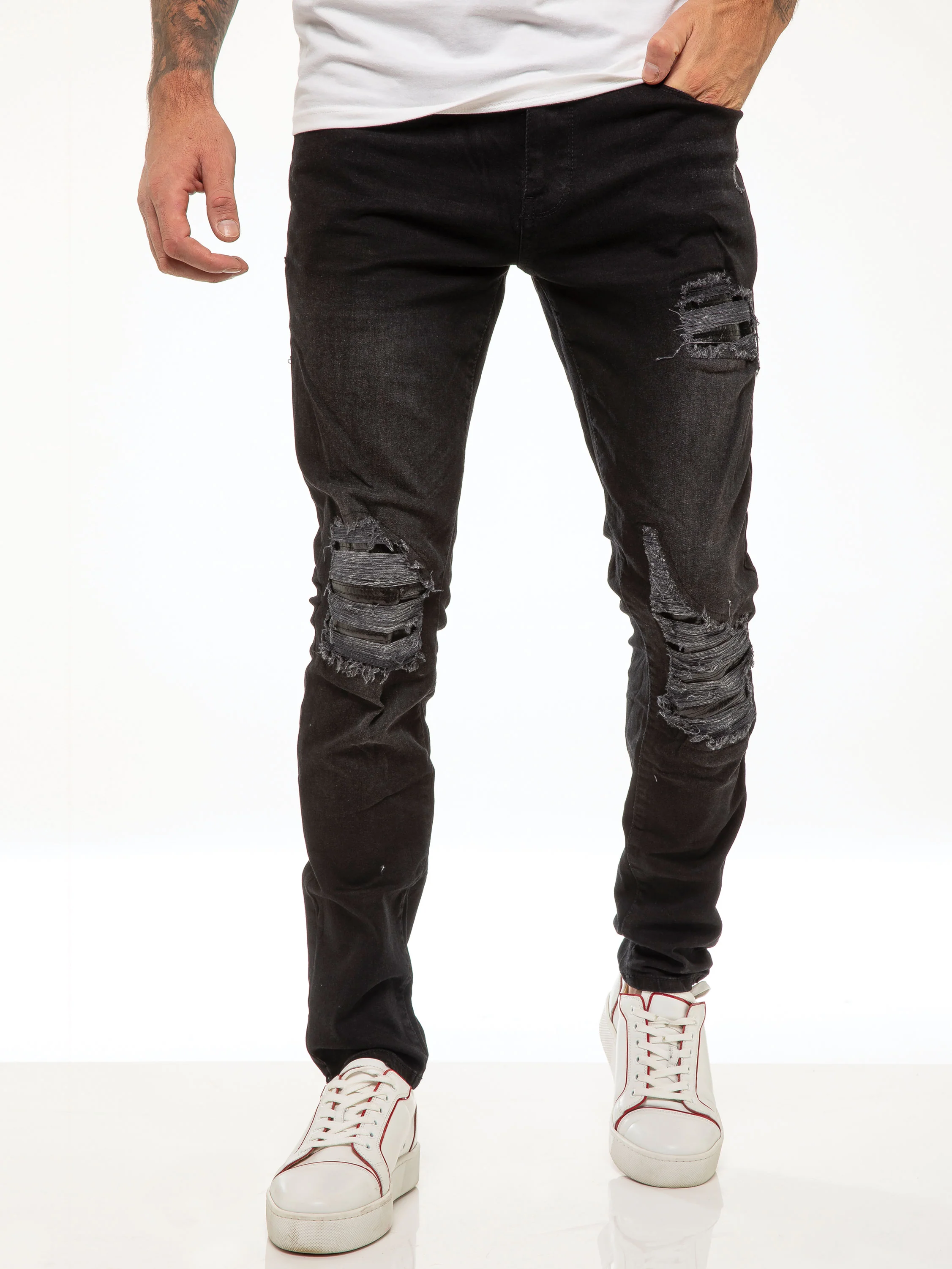 Diego Skinny Ripped Jeans - Black - Image 4