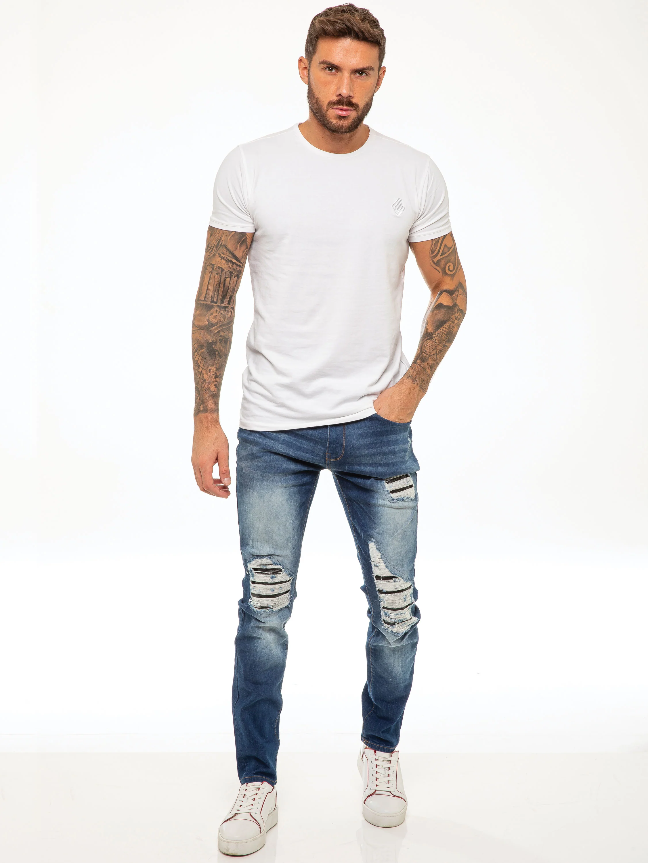 Diego Skinny Ripped Jeans - Blue - Image 3