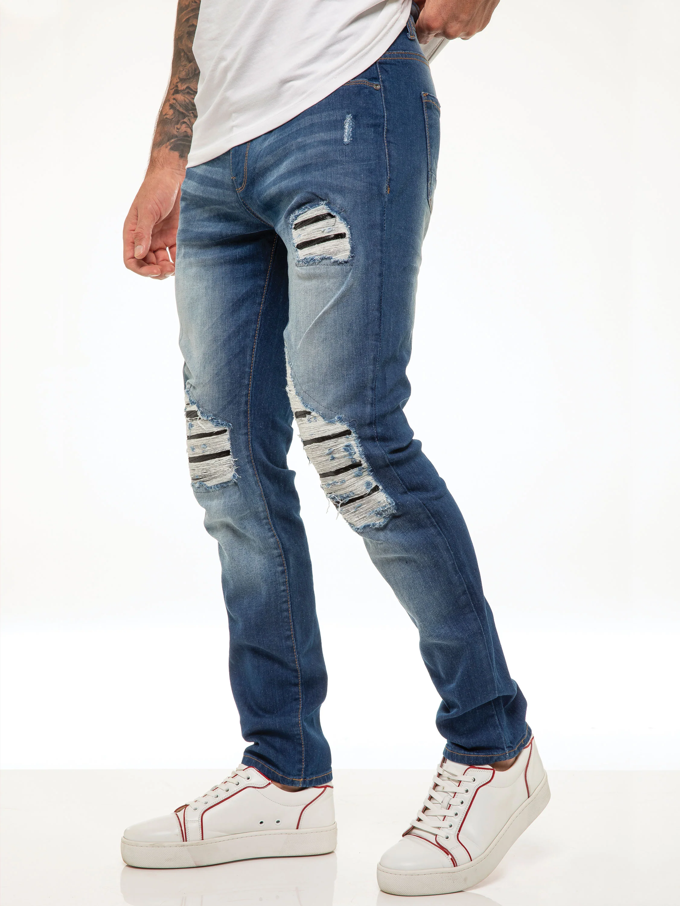Diego Skinny Ripped Jeans - Blue - Image 4