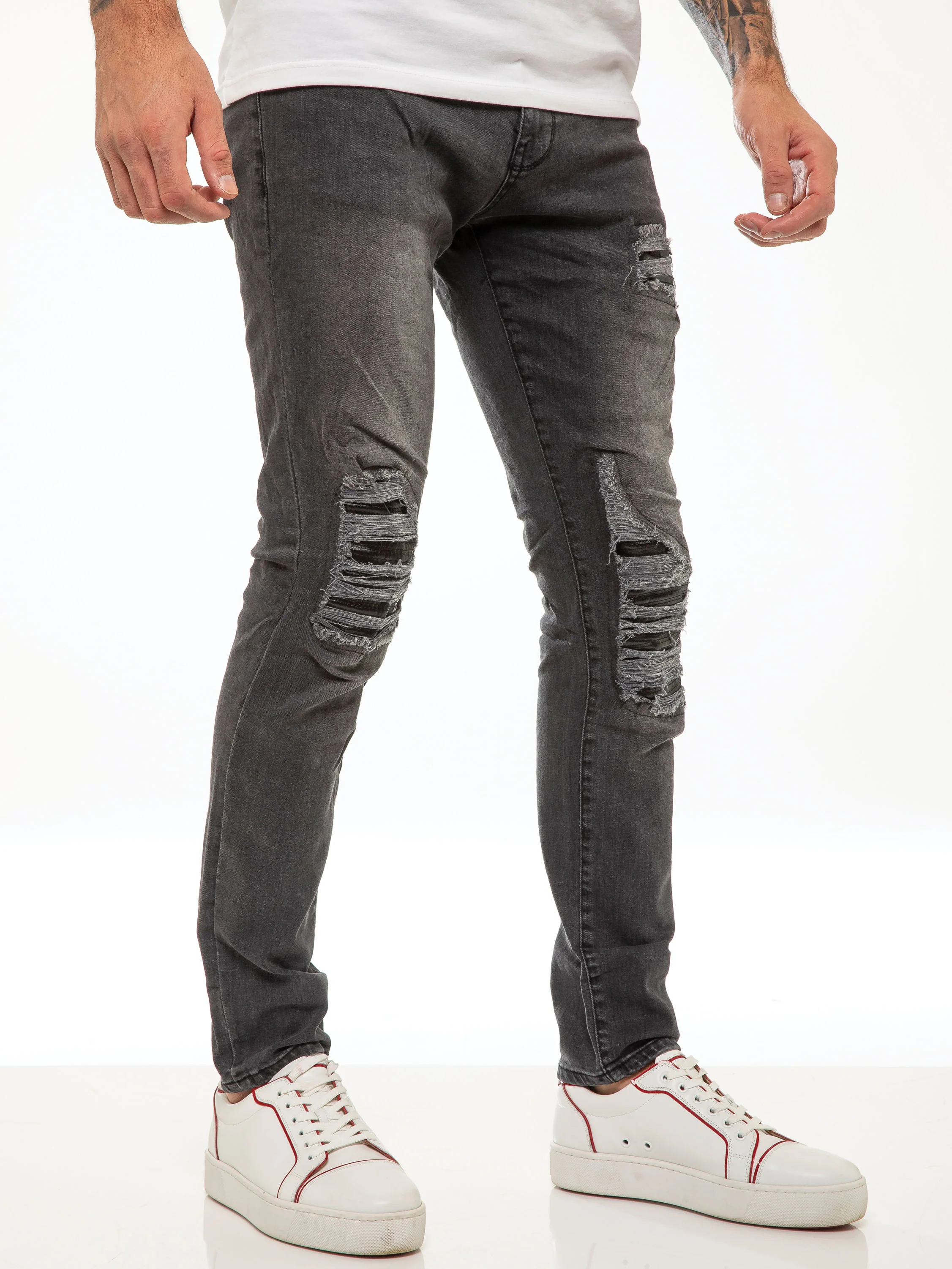 Diego Skinny Ripped Jeans - Grey - Image 4