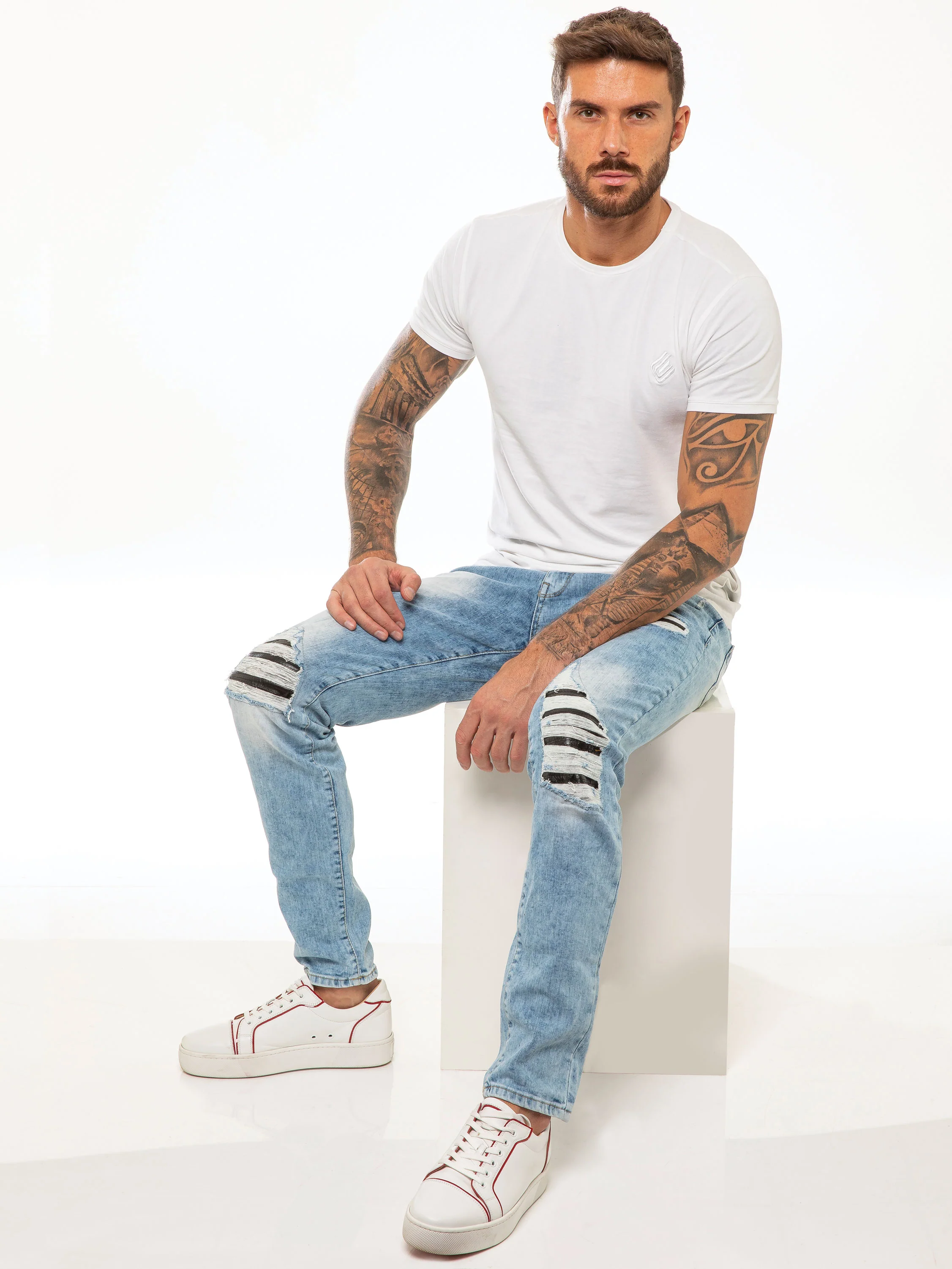 Diego Skinny Ripped Jeans - Light Blue