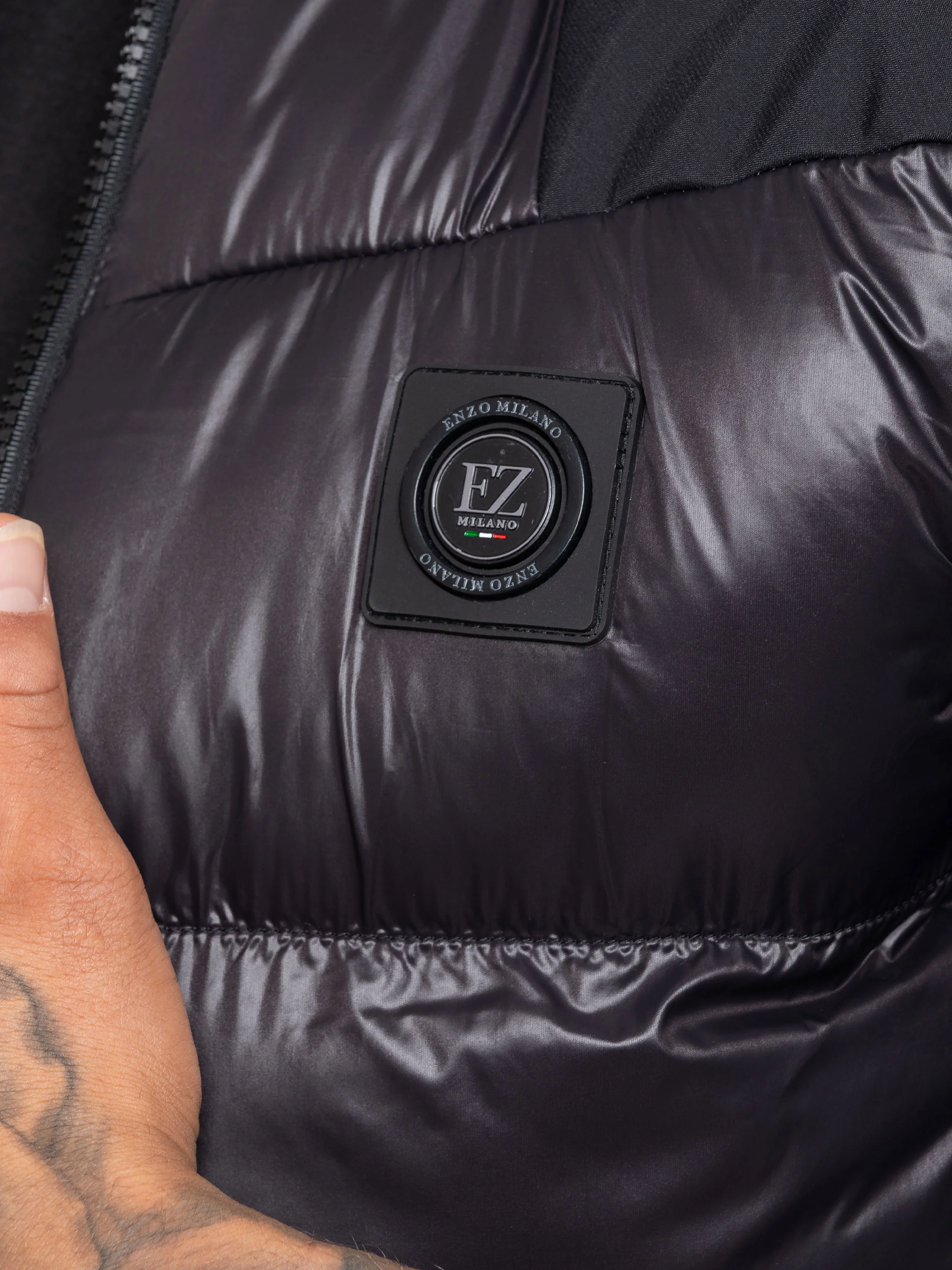 Domenico Zip Through Puffer Gilet - Black - Image 4