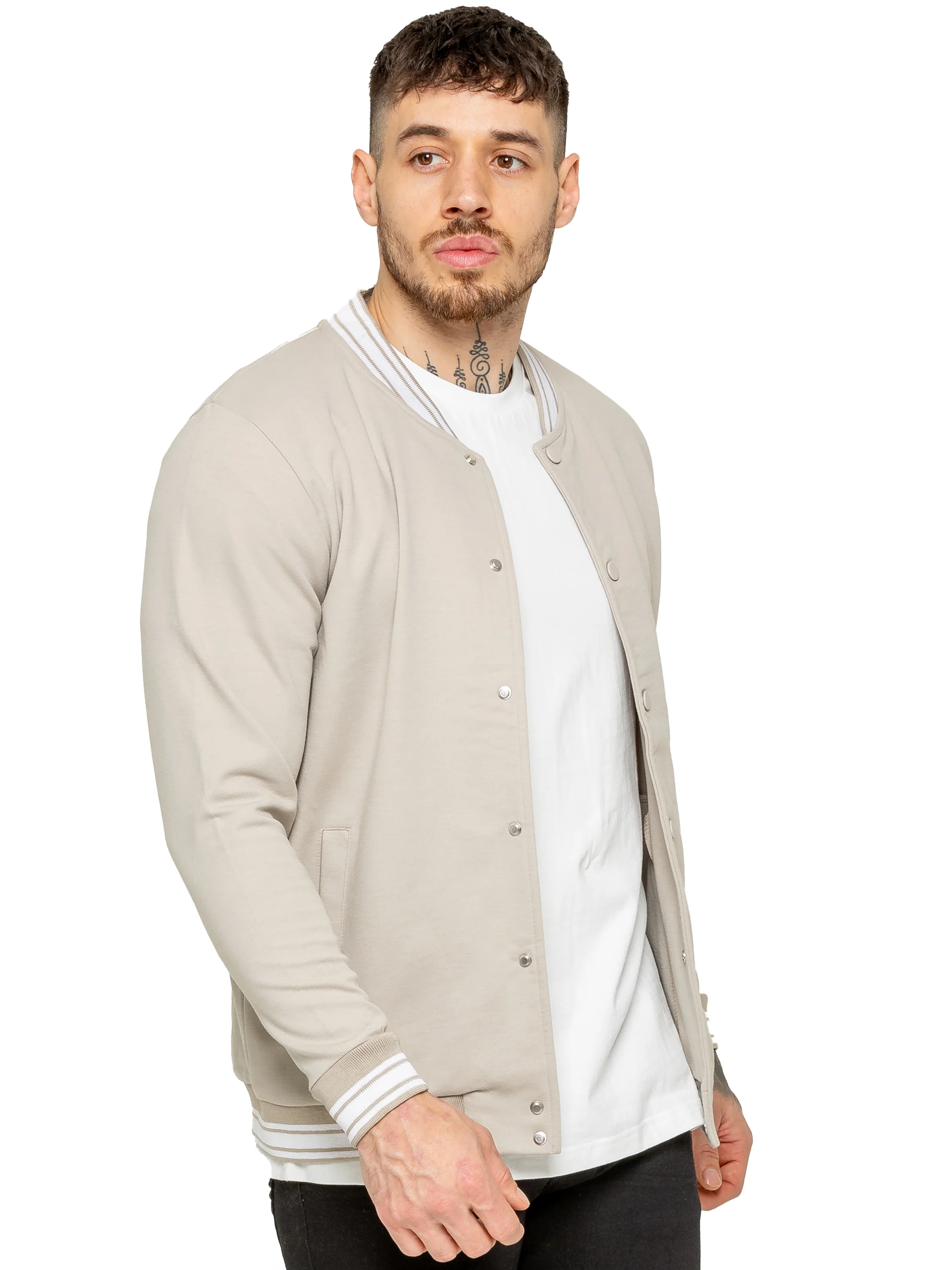 Elio Mens Varsity Jacket - Beige