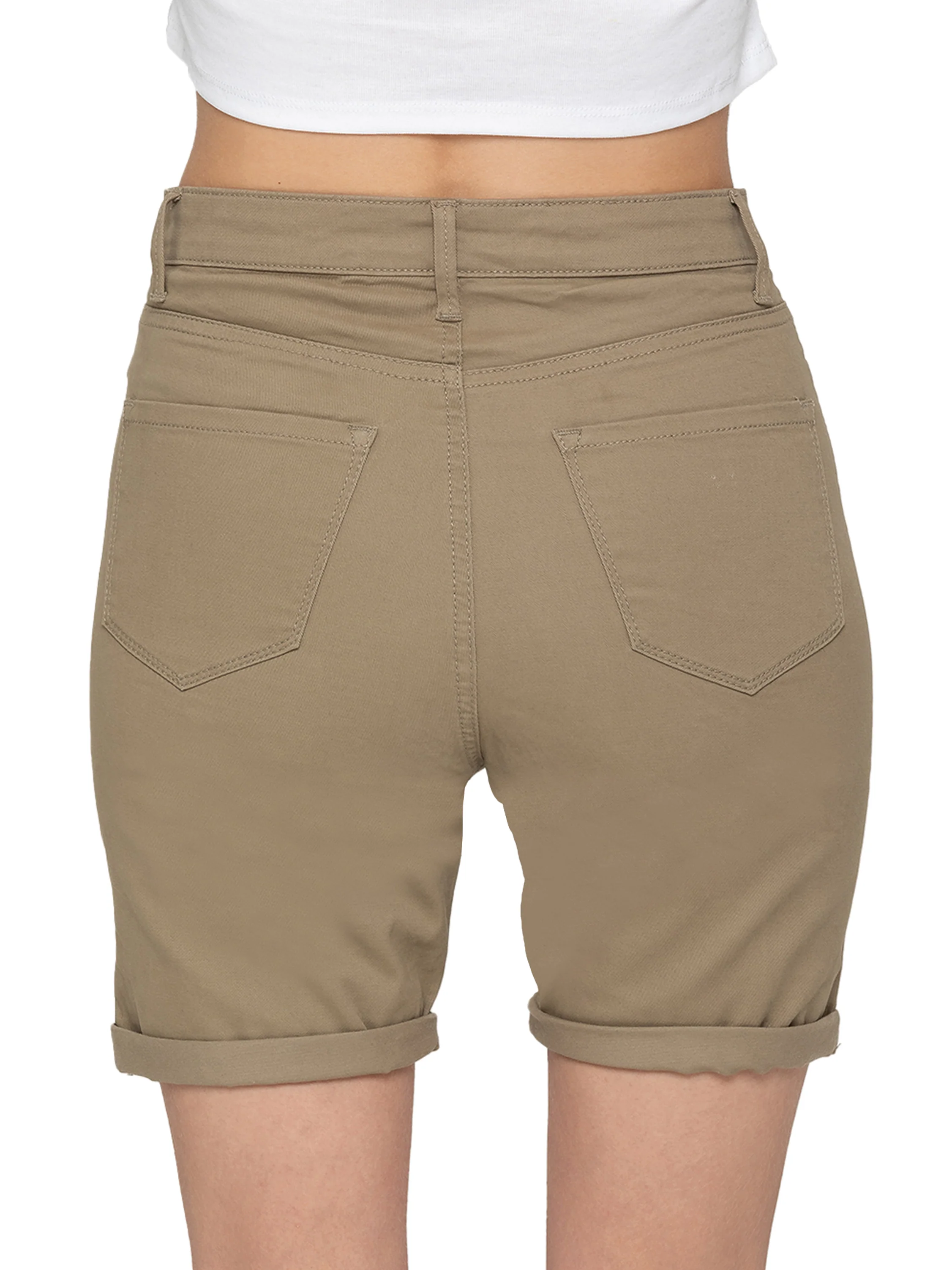 Ellie Cotton Blend Chino Shorts - Beige - Image 4