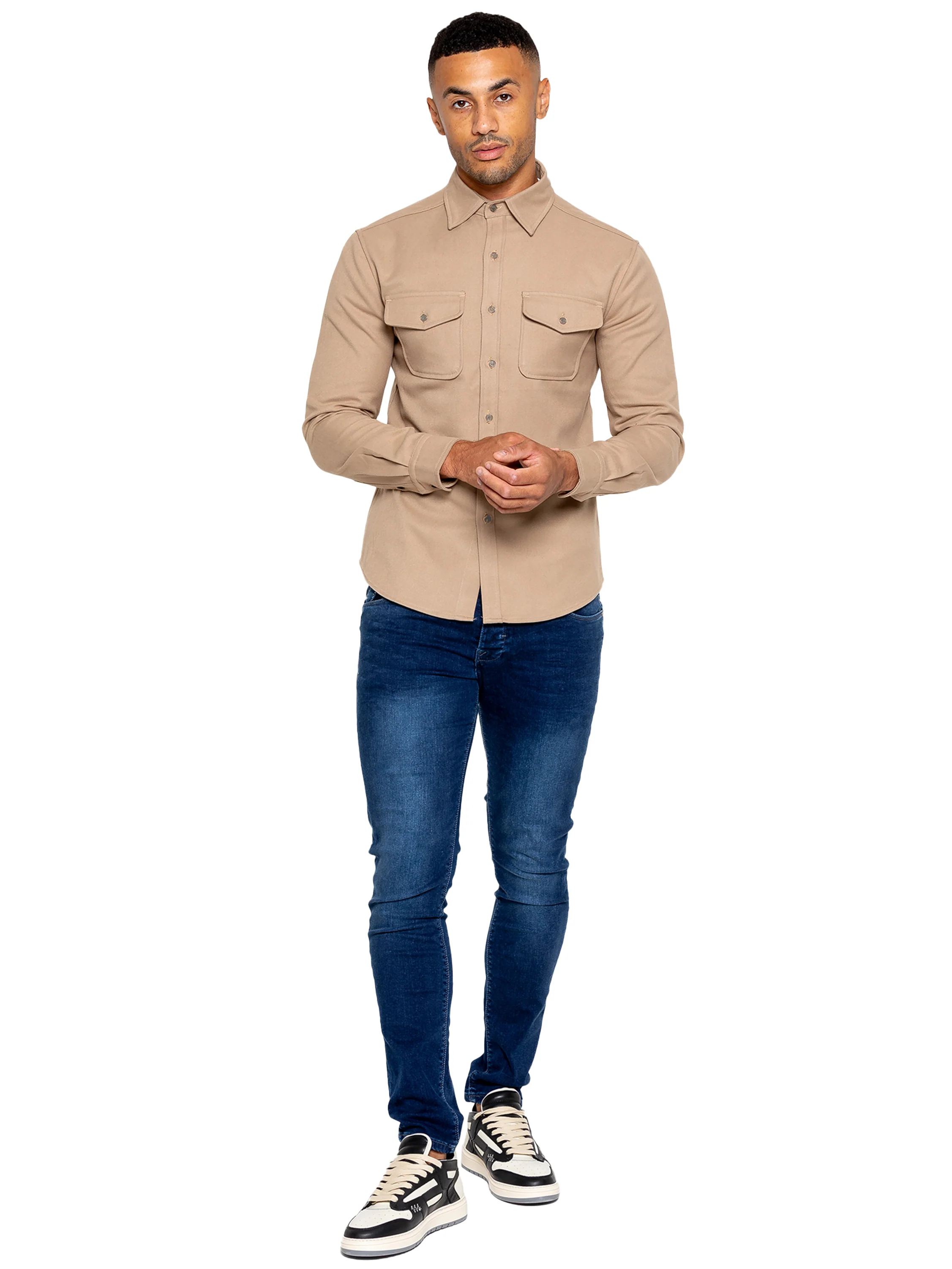 Emiliano Textured Overshirt - Beige - Image 5