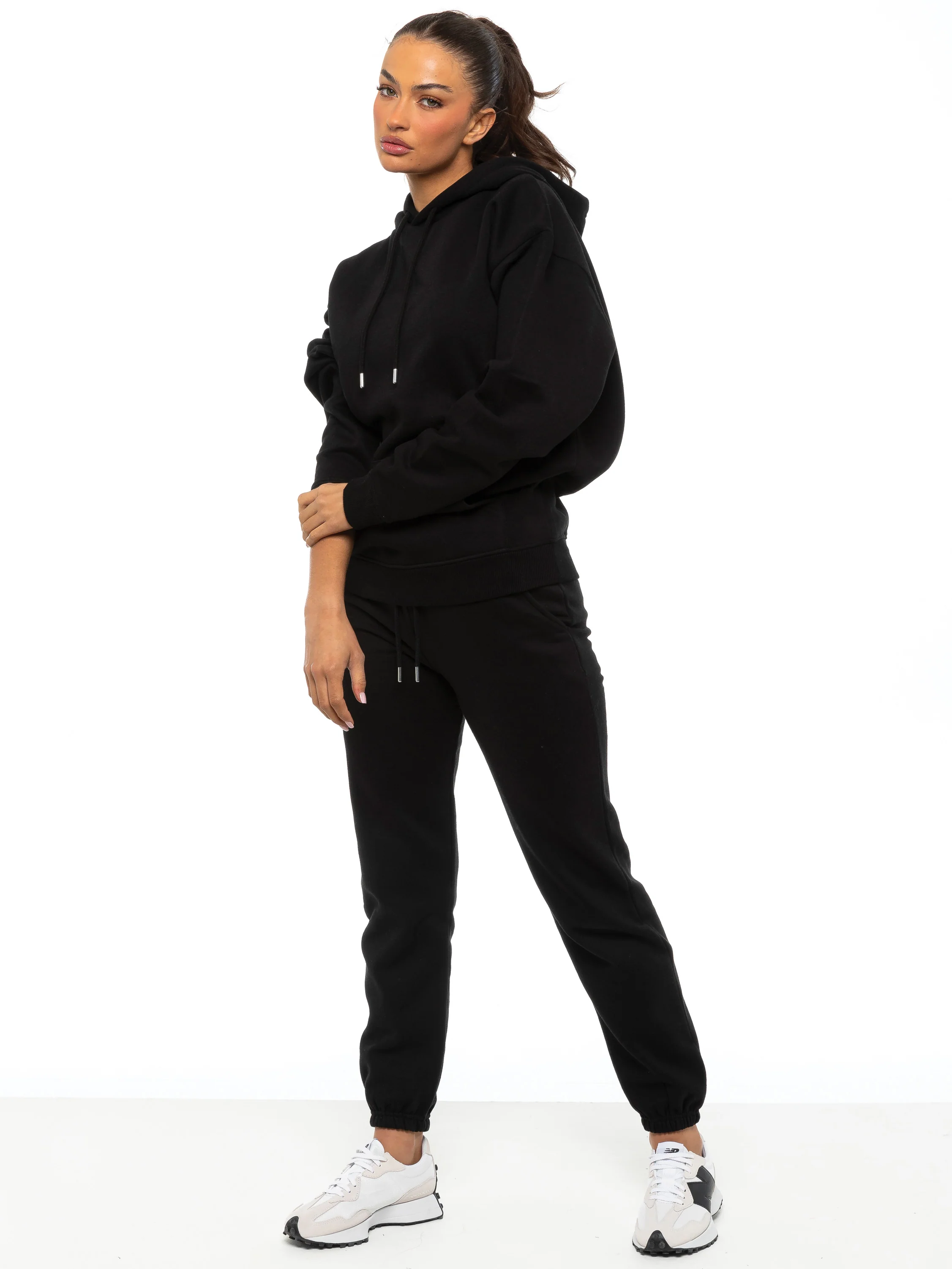 Essential Oversized Hoodie and Jogger Set - Black - Image 3