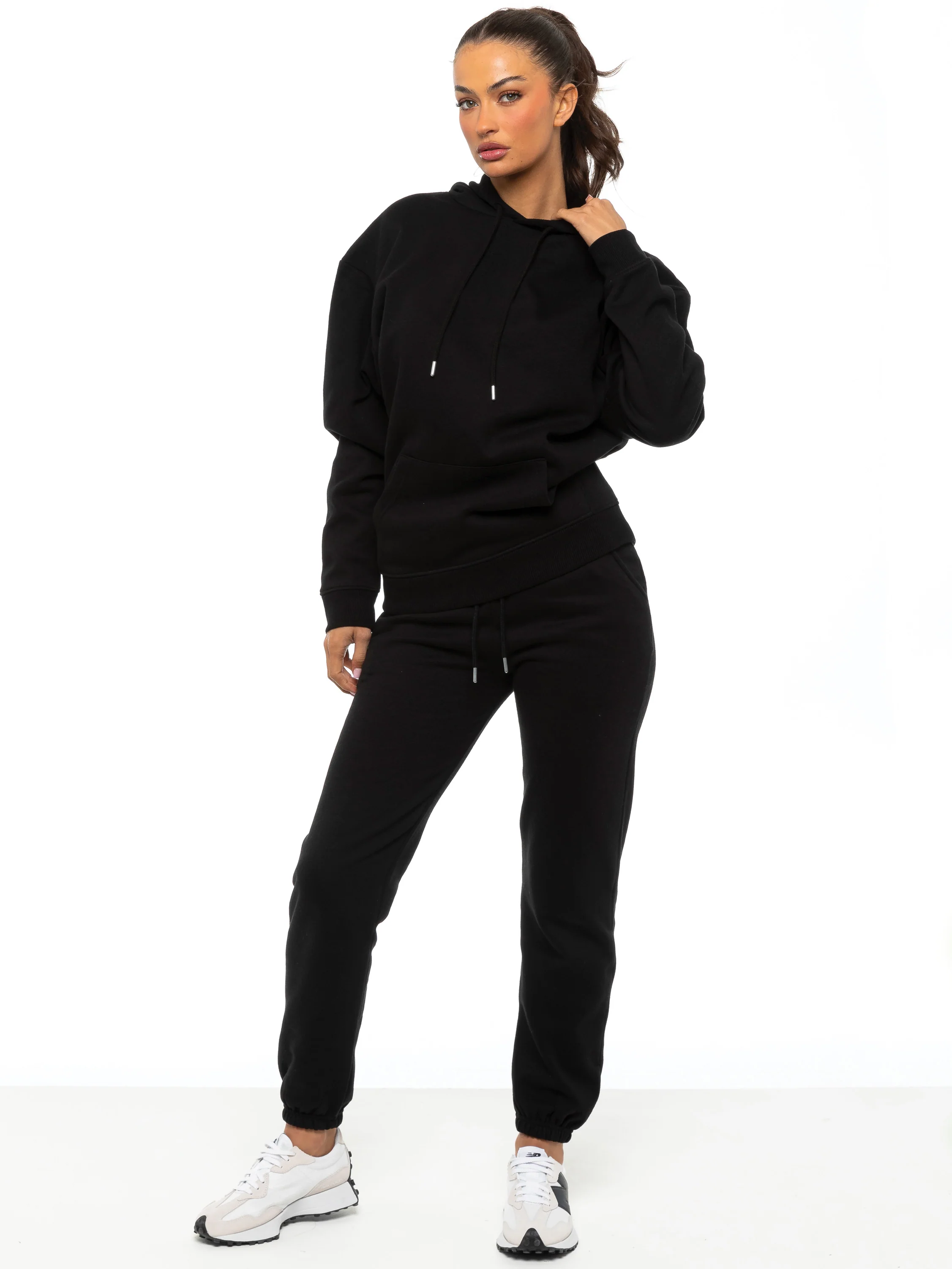 Essential Oversized Hoodie and Jogger Set - Black - Image 5
