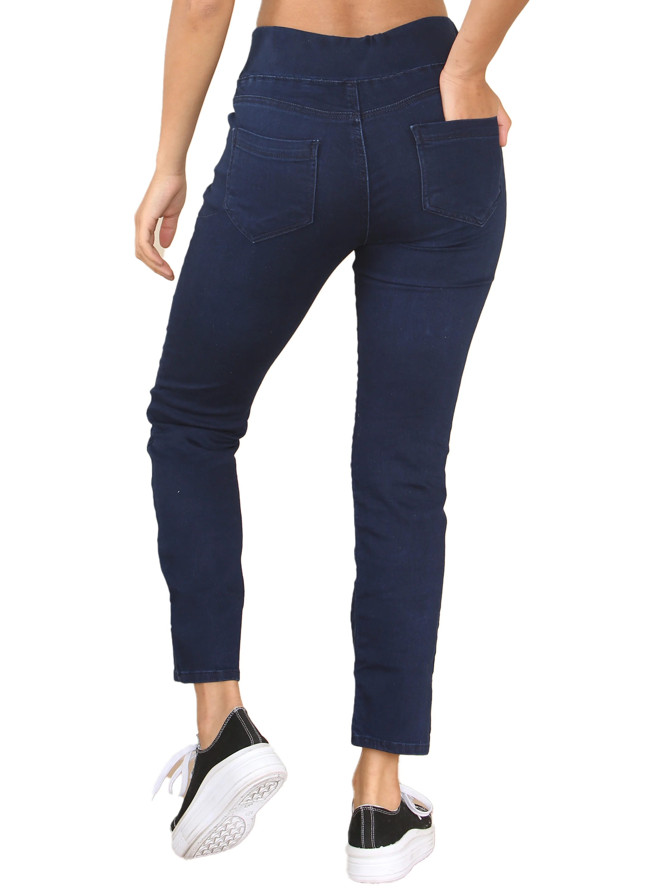 Eve Elasticated Waist Jeans - Dark Blue - Image 2