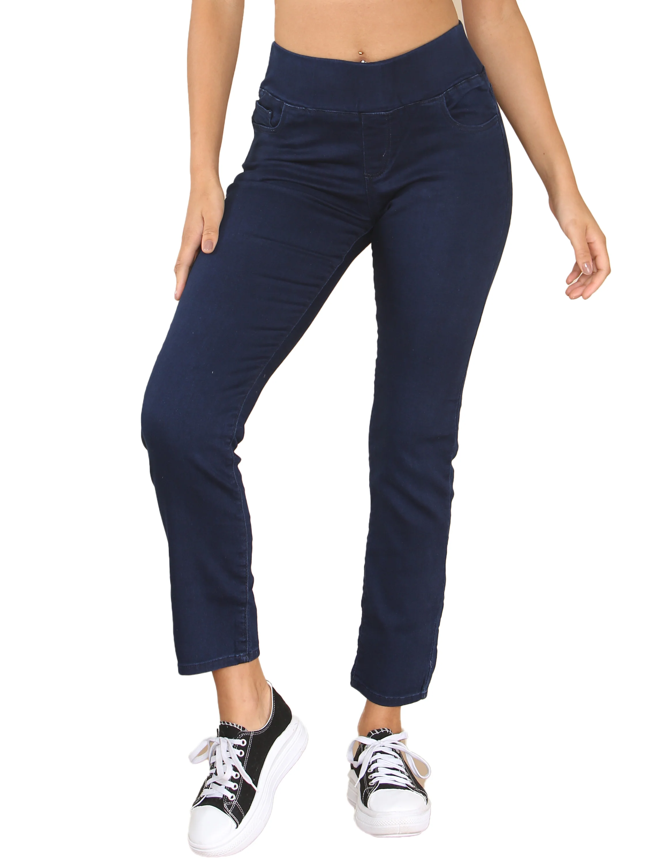 Eve Elasticated Waist Jeans - Dark Blue - Image 3