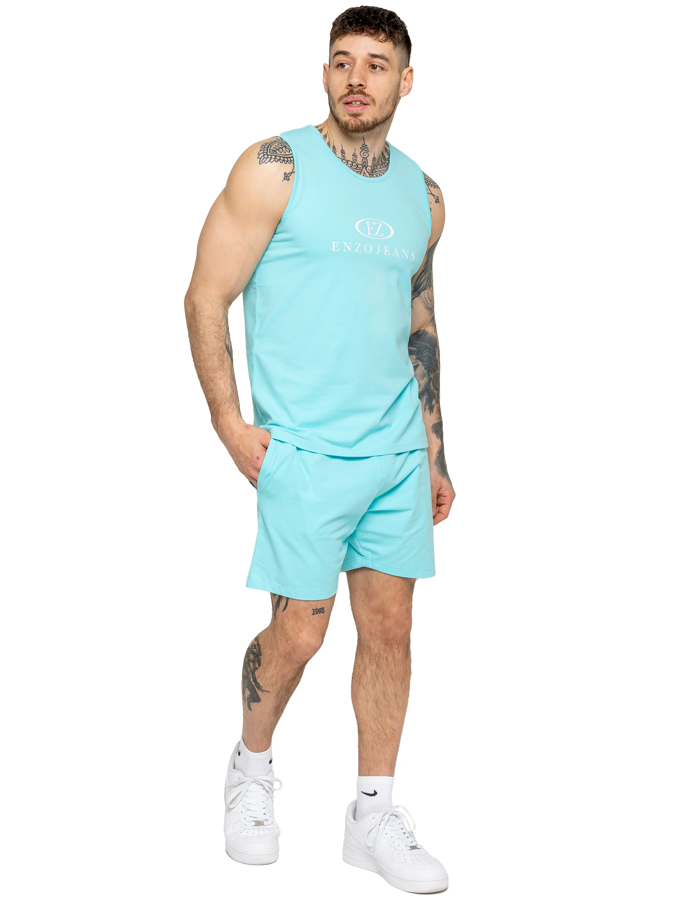 Fabrizio Vest and Shorts Set - Aqua Blue