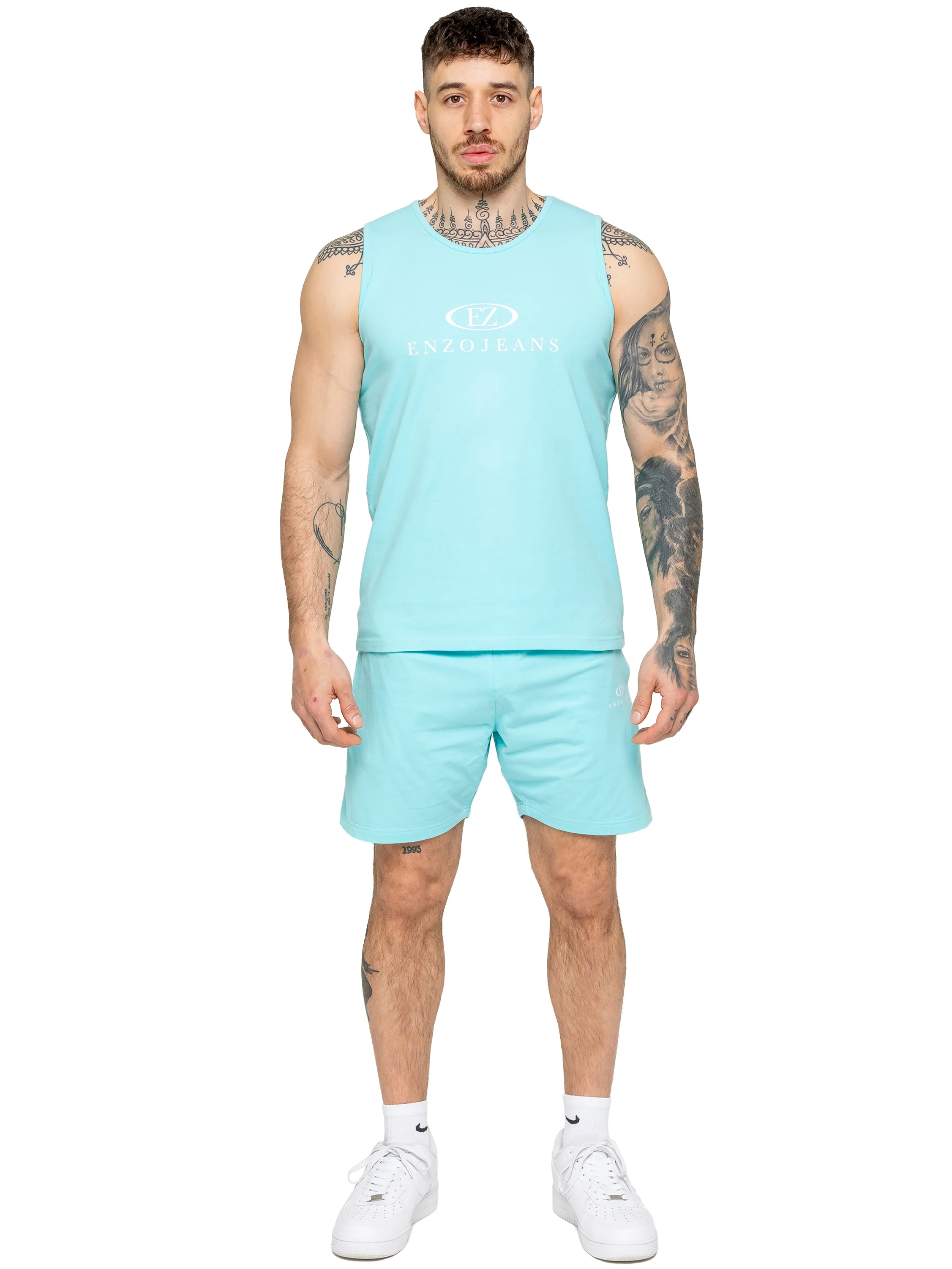 Fabrizio Vest and Shorts Set - Aqua Blue - Image 2