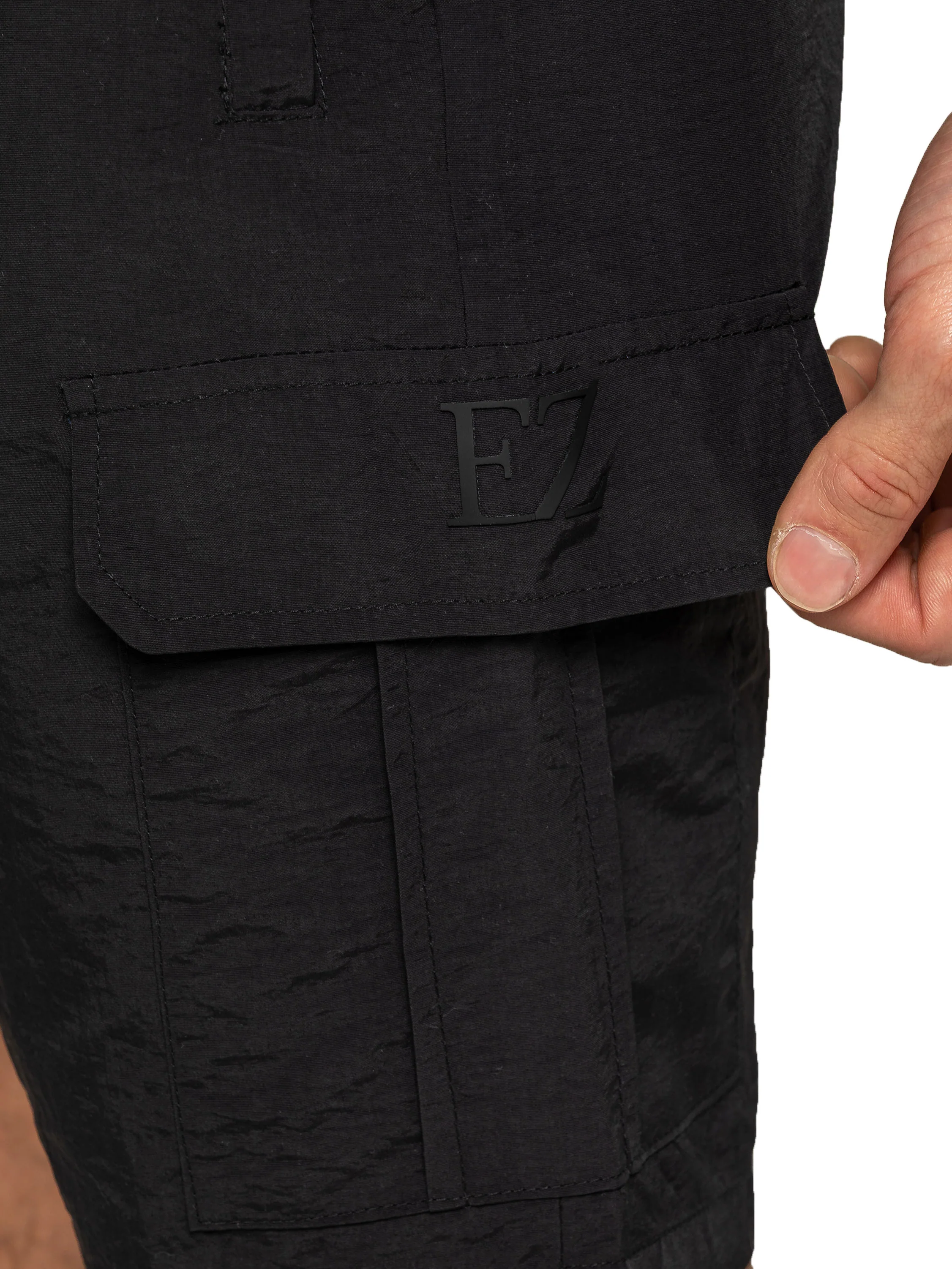 Federico Utility Tech Cargo Shorts - Black - Image 6