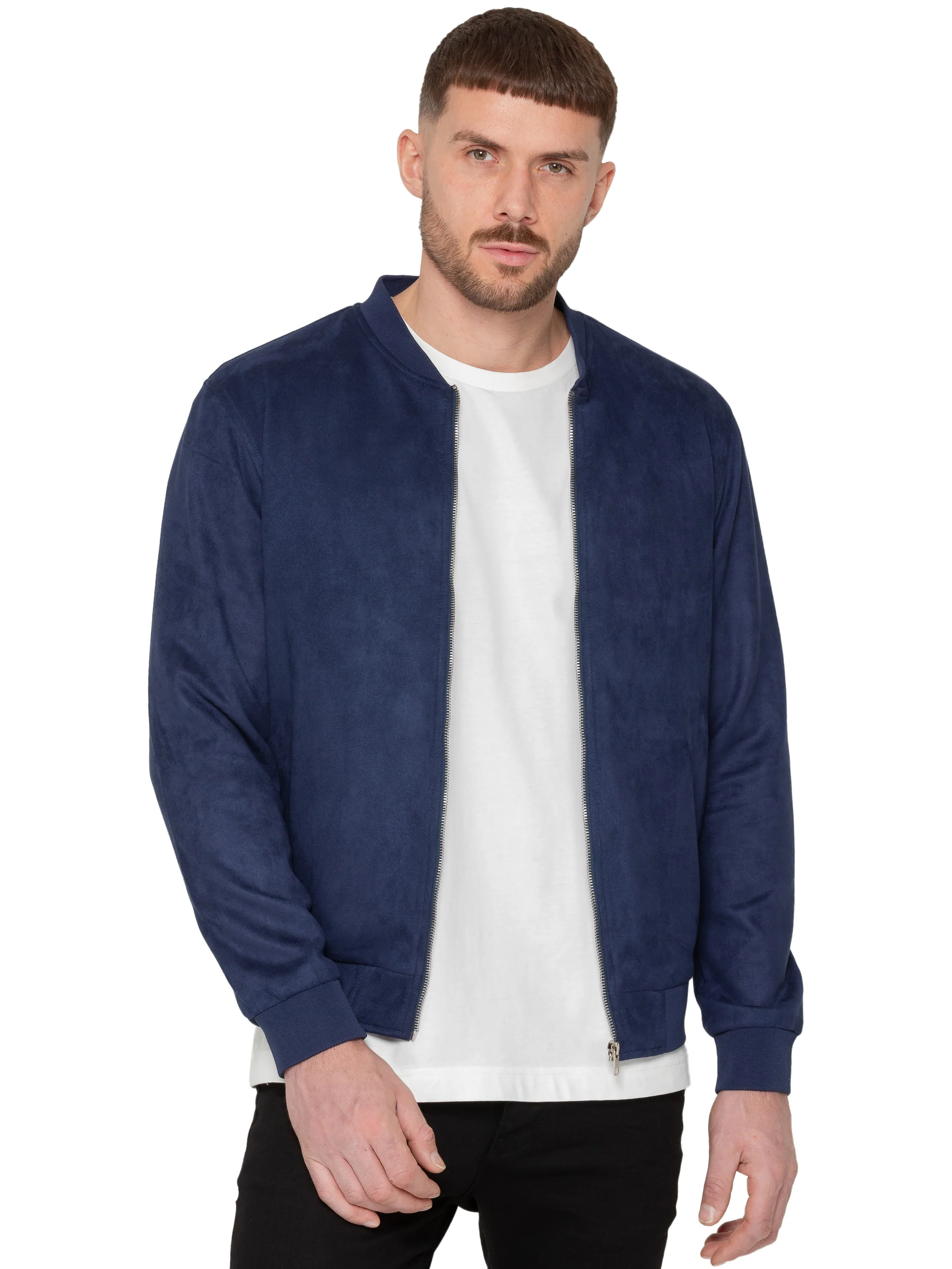 Fio Men's Faux Suede Jacket - Navy