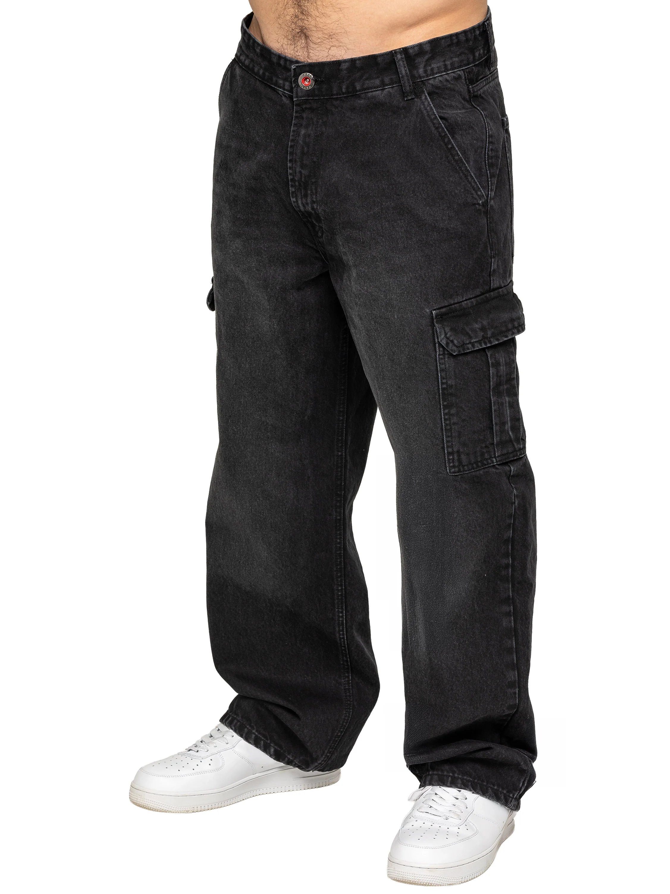 Gonzalo Loose Baggy Cargo Jeans - Black
