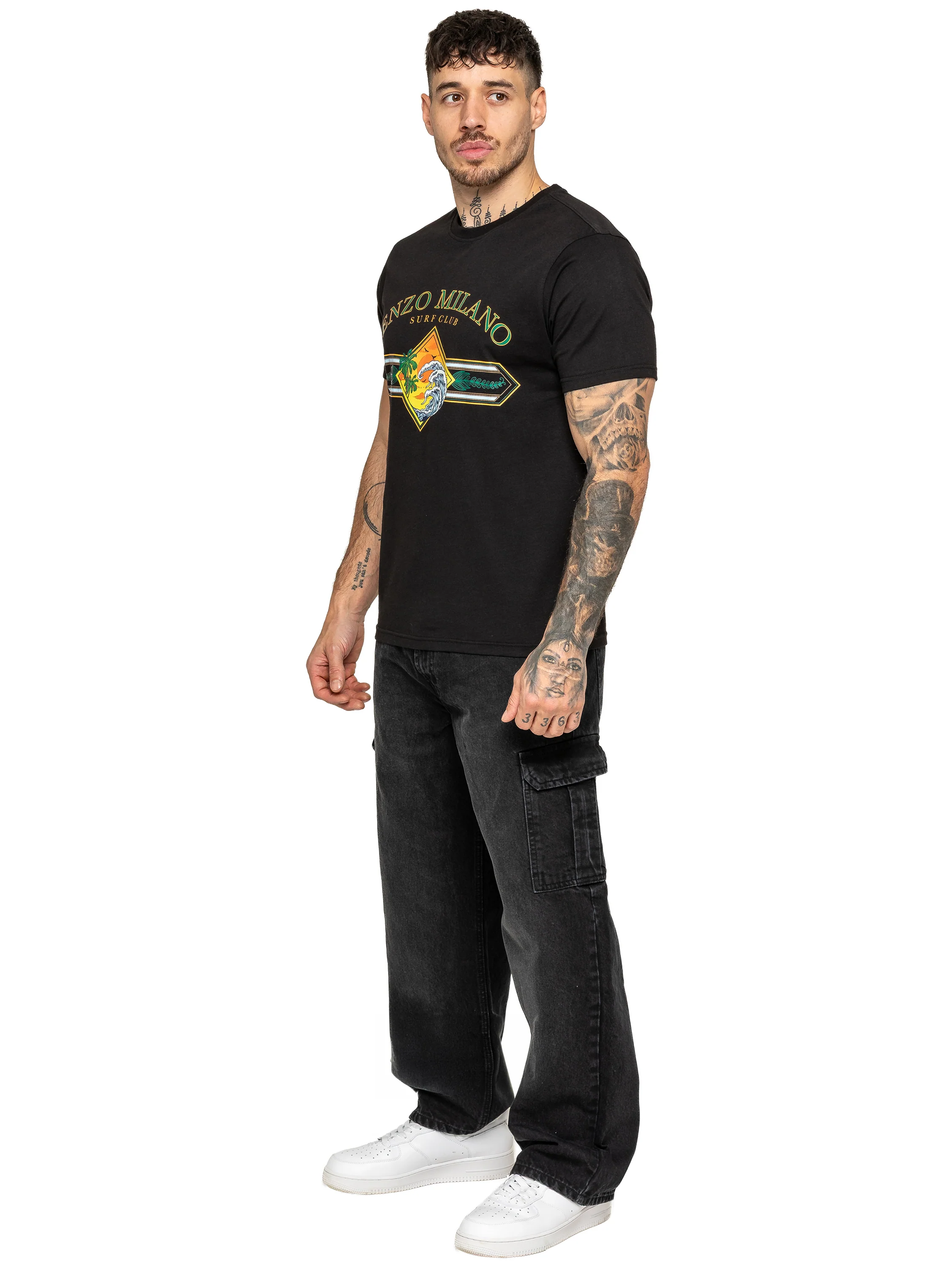 Gonzalo Loose Baggy Cargo Jeans - Black - Image 2